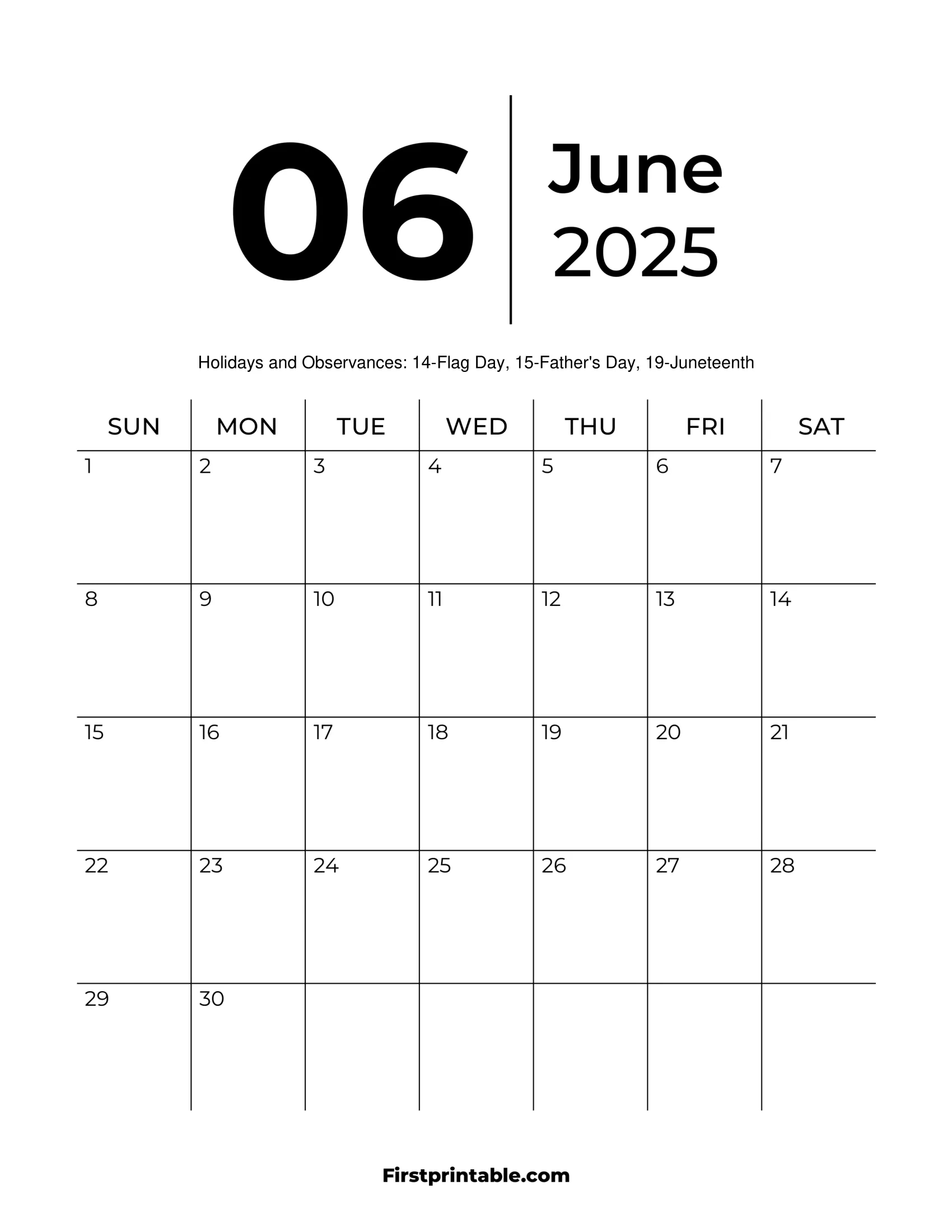June 2025 Calendars - Free Printable &amp;amp; Fillable - Editable Calendar June 2025