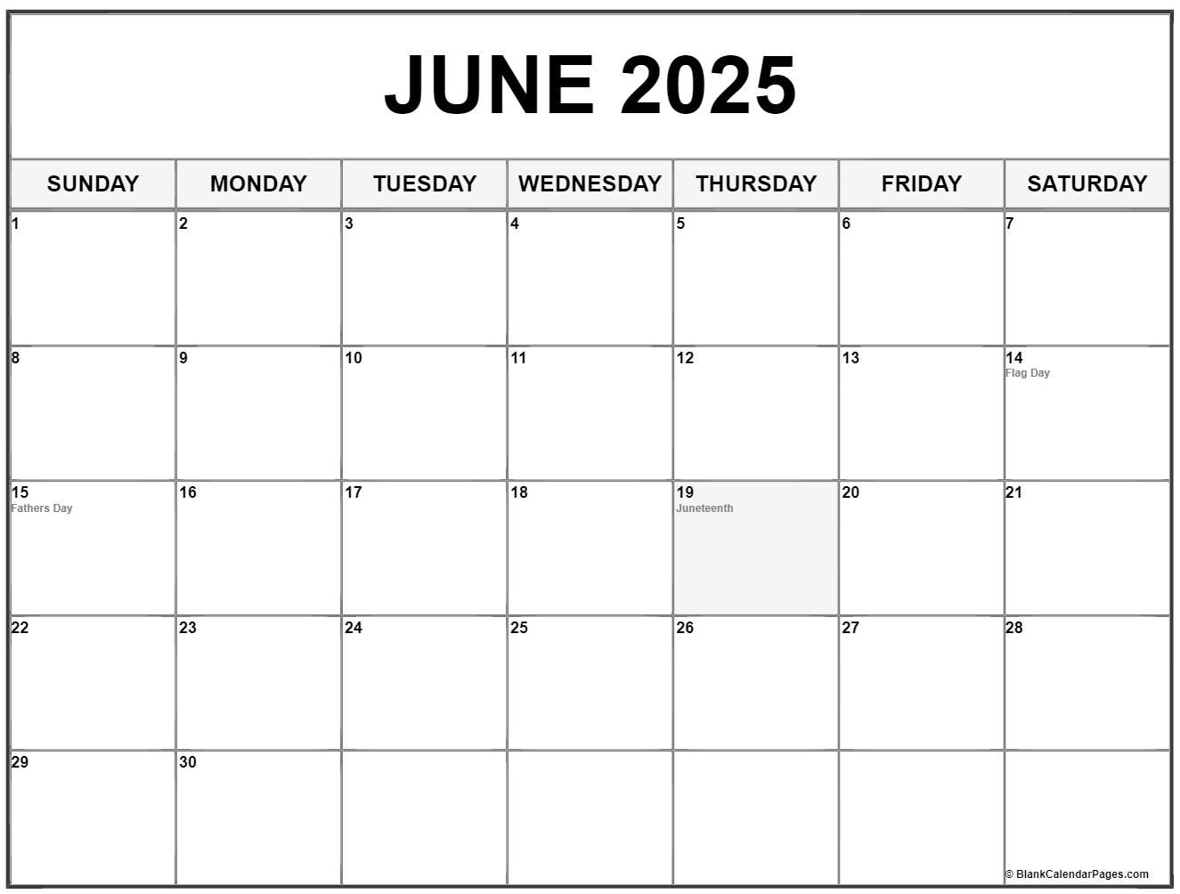 June 2025 With Holidays Calendar - June 2025 Printable Calendar With Holidays