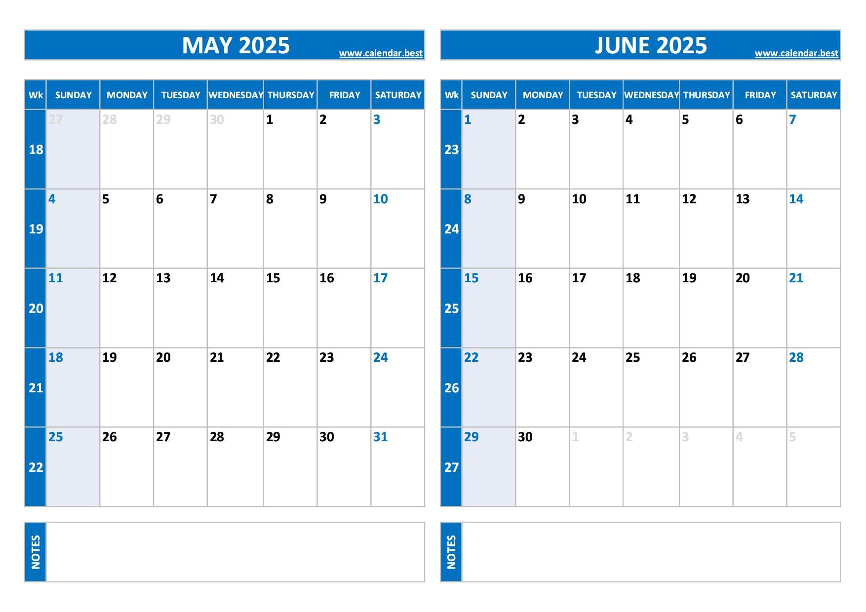 Printable May And June 2025 Calendar - Free Pdf &amp;amp; Jpg Downloads - June 2025 Calendar General Blue