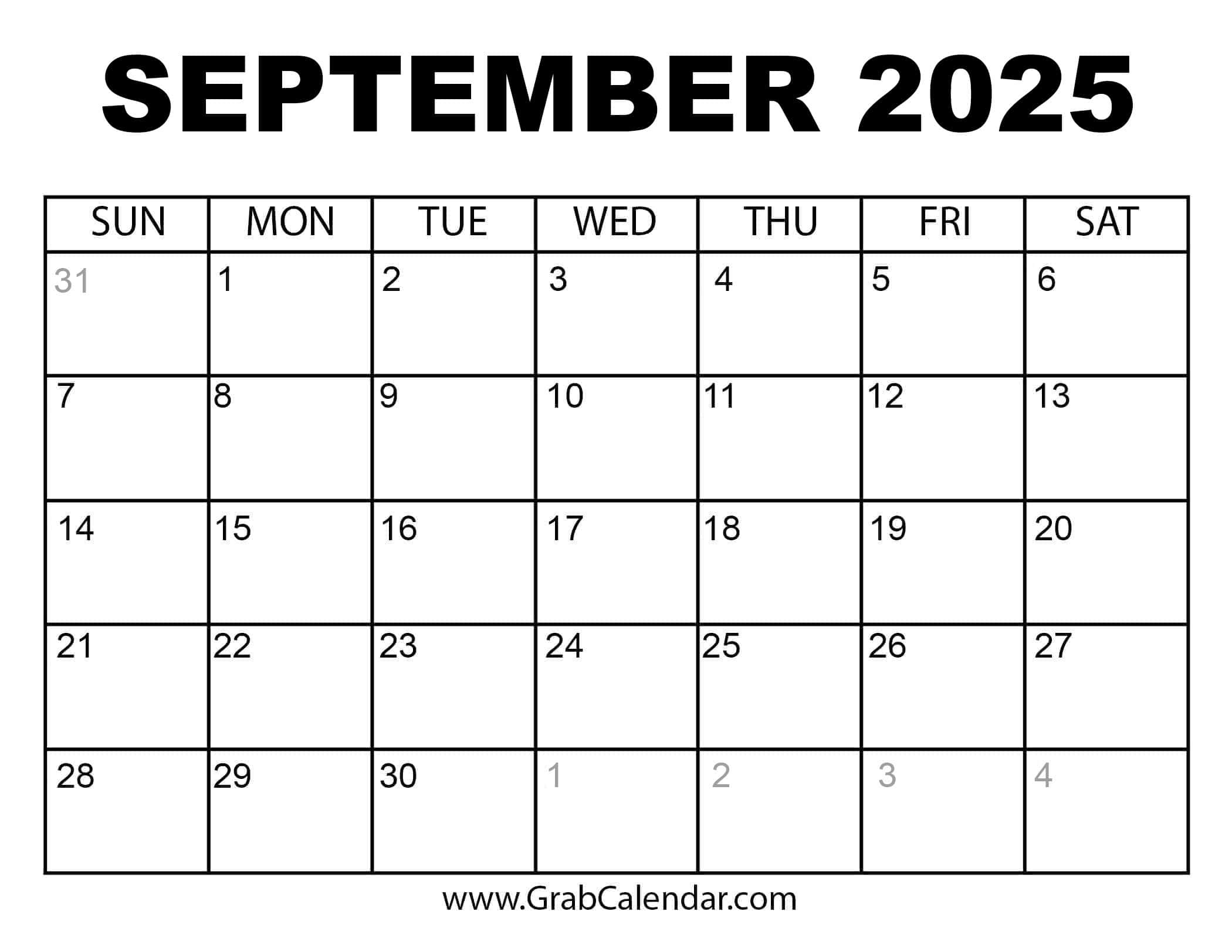Printable September 2025 Calendar - Printable Calendar September 2024 - June 2025
