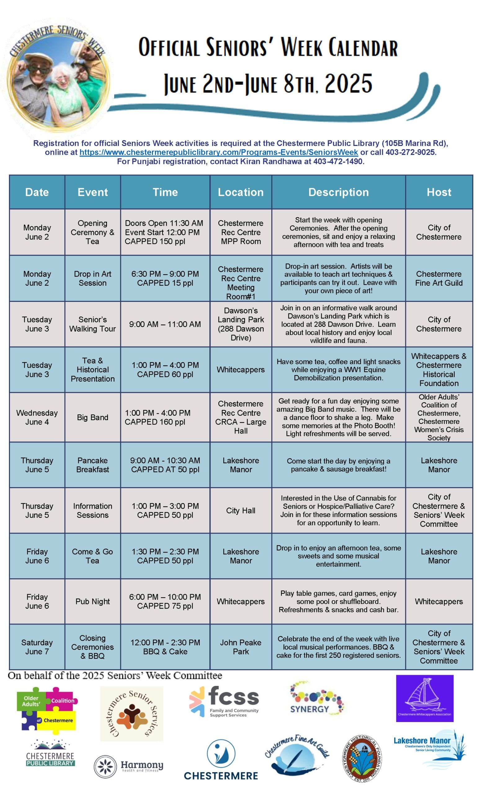 Seniors&amp;#039; Week 2025 | City Of Chestermere - June Activity Calendar For Seniors 2025