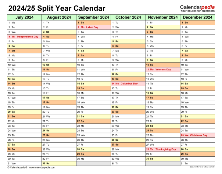 Printable Calendar September 2024 – June 2025