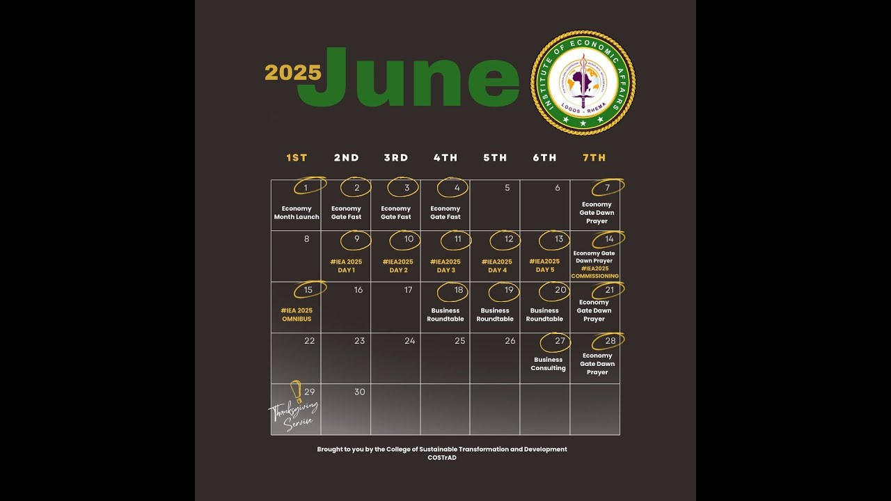 The Institute Of Economics Affairs 2025 - Economic Calendar June 2025