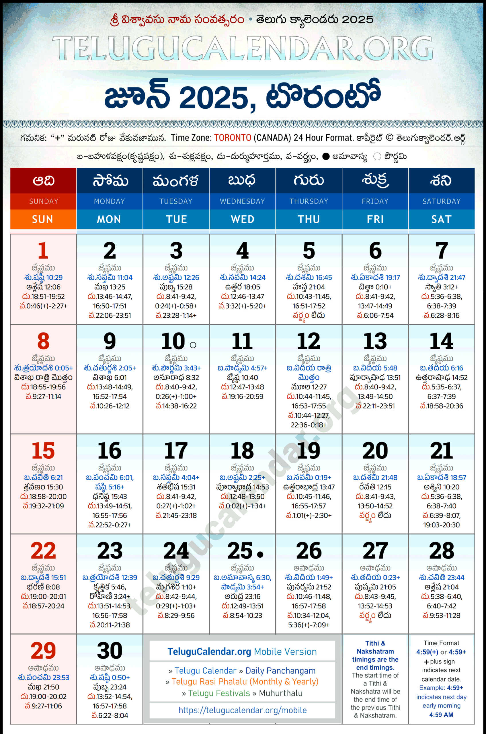 Toronto Telugu Calendar 2025 June Pdf Festivals - Telugu Calendar 2025 June