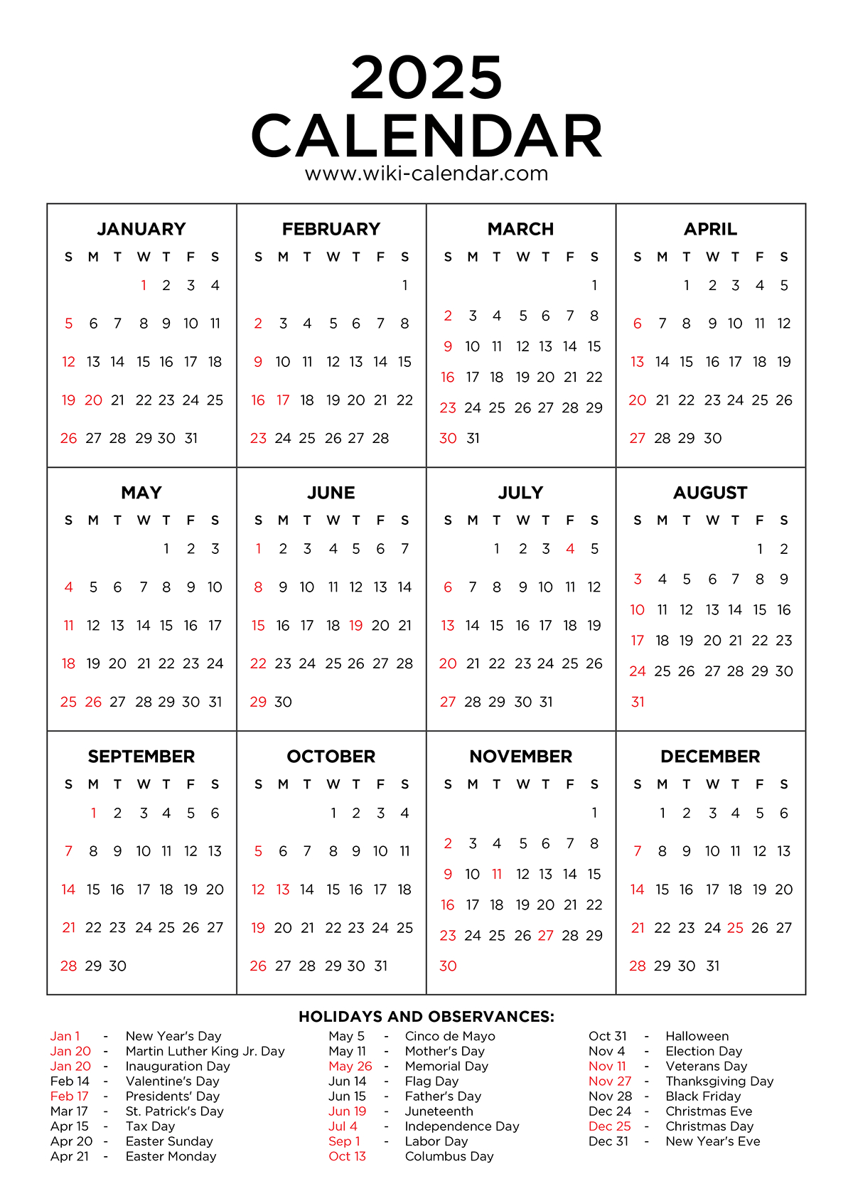 Year 2025 Calendar Printable With Holidays - Wiki Calendar - Show Me A June 2025 Calendar