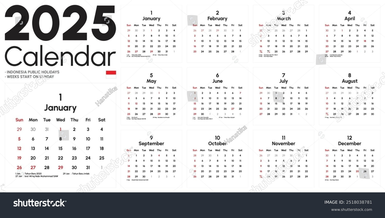 15 Calender 2025 Indonesia Stock Vectors And Vector Art | Shutterstock - Printable Calendar 2025 Indonesia