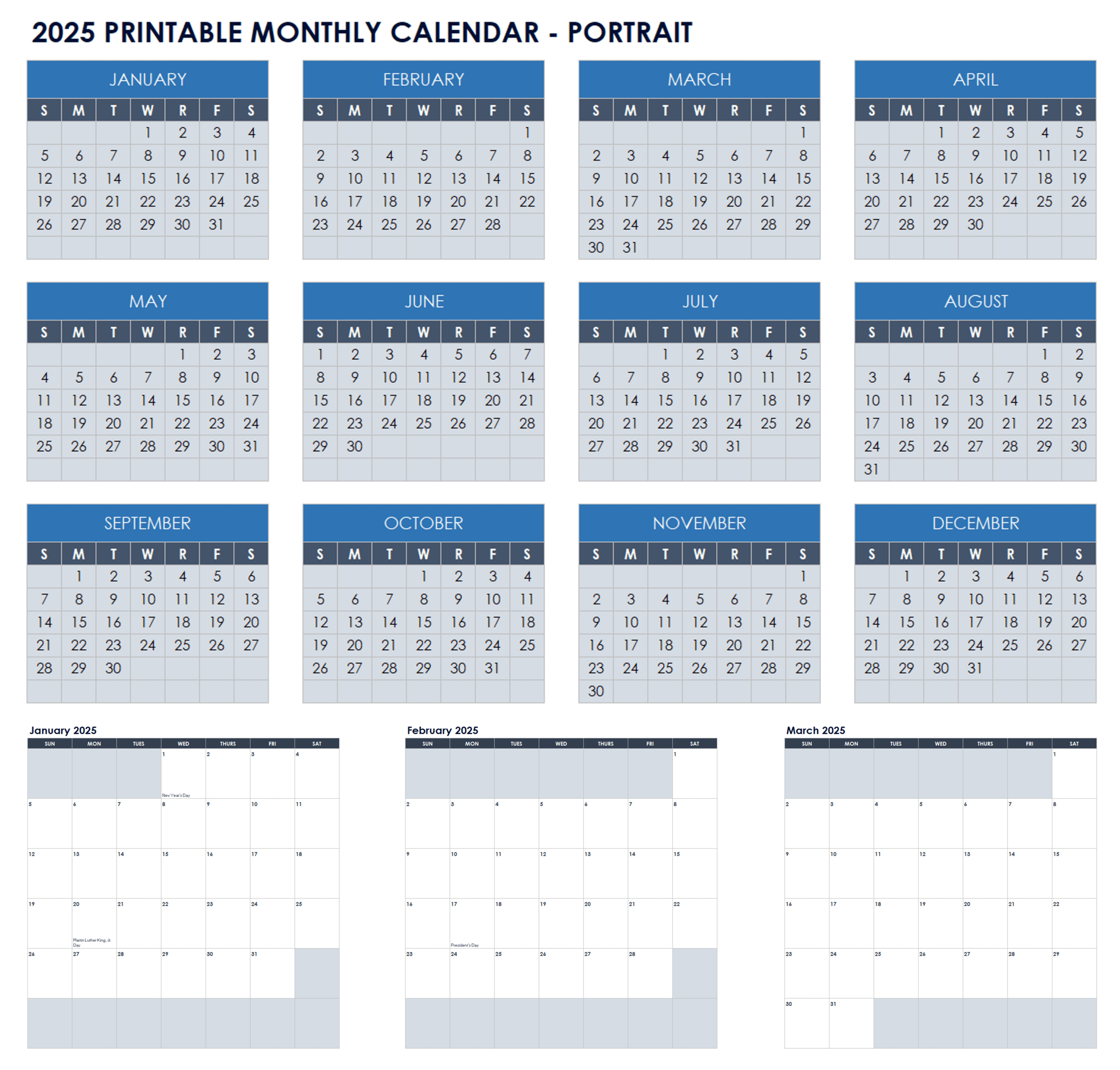 15 Free 2025 Monthly Calendar Templates | Smartsheet - Free Printable Calendar 2025 Customizable