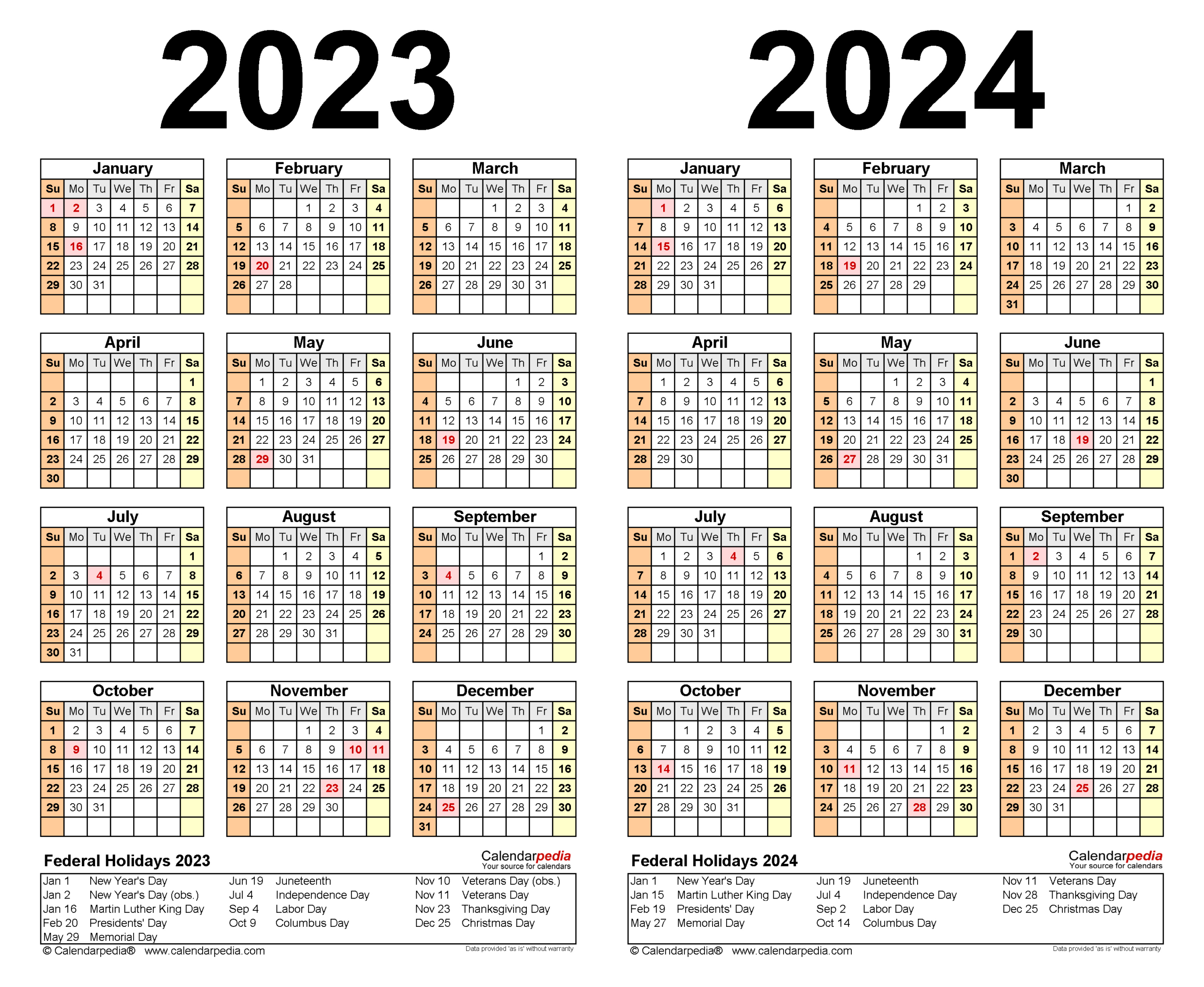 2023-2024 Two Year Calendar - Free Printable Pdf Templates - Printable Multi Dose Vial 28 Day Expiration Calendar 2024 2025