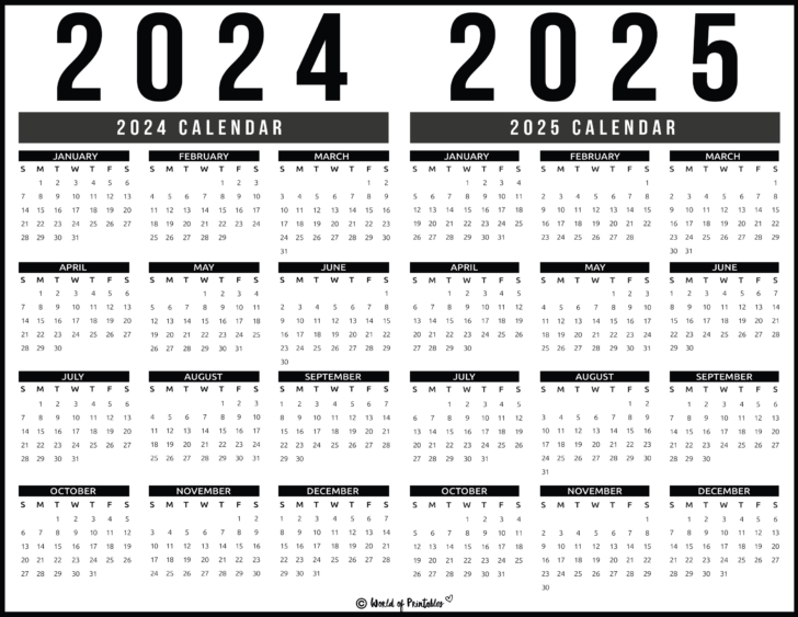 Free 2024 and 2025 Calendar Printable
