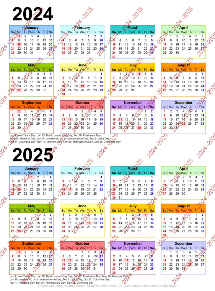 Printable Calendar 2024 To 2025