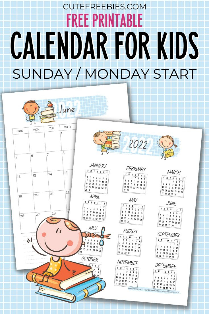 2024 2025 Cute Calendar For Kids – Free Printable! - Cute Freebies - Free Printable Calendar 2025 For Kids