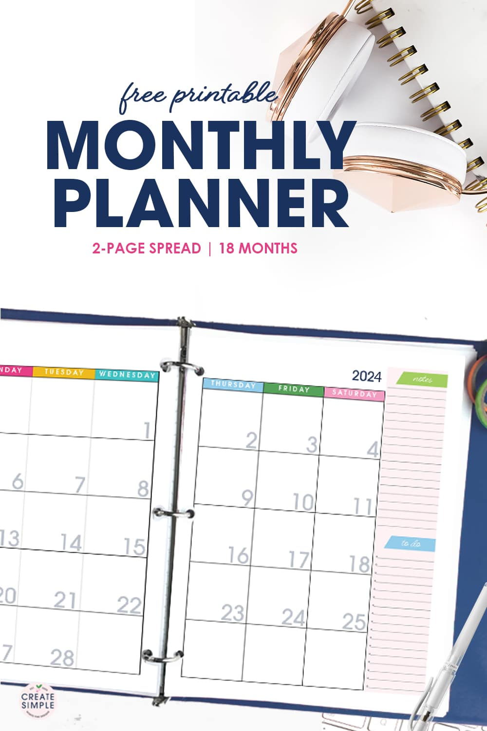 2024-2025 Monthly Planner | Free Printable Calendar Download - Free Printable Monthly Calendar 2024 And 2025