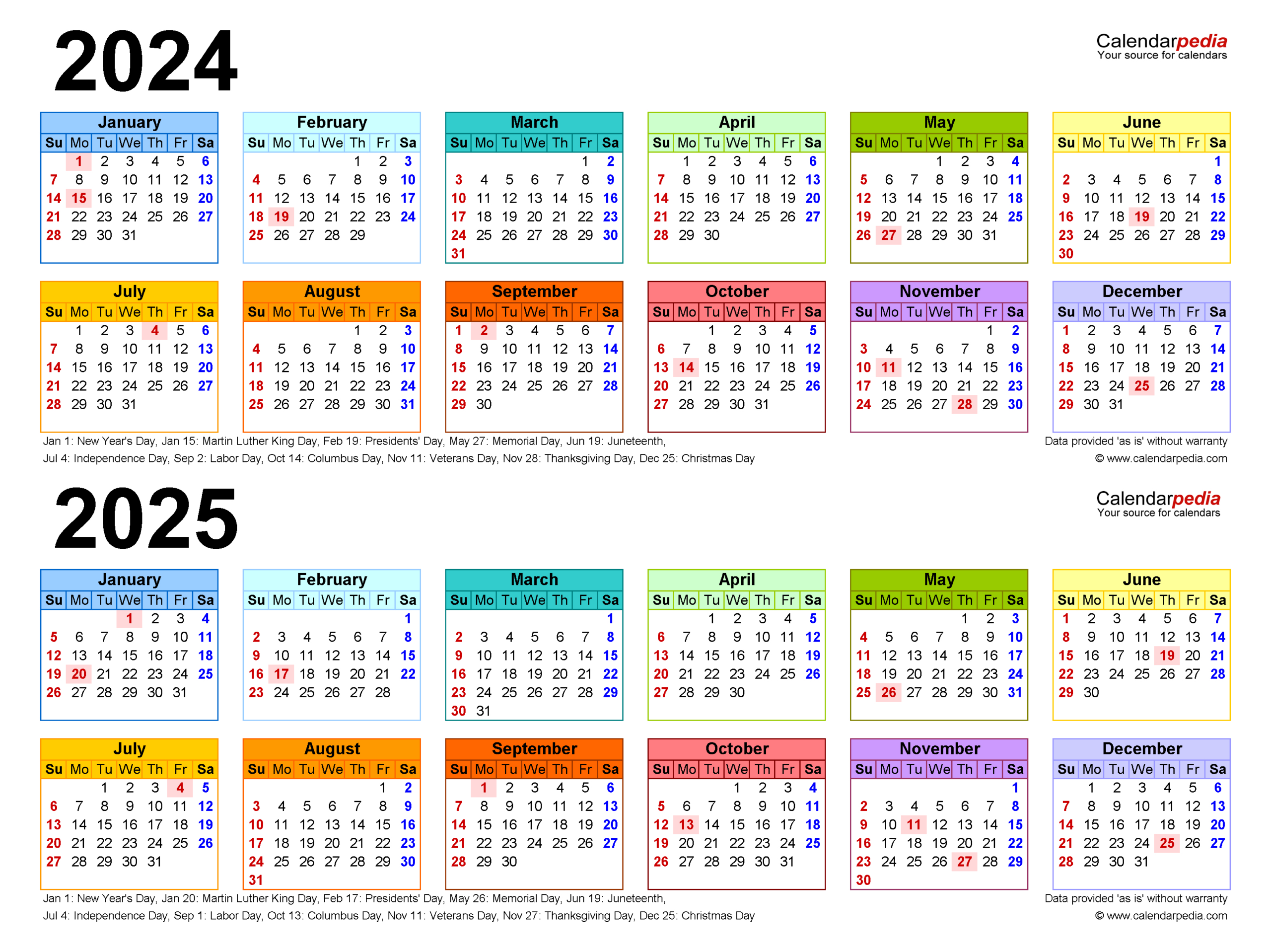 2024-2025 Two Year Calendar - Free Printable Pdf Templates - Two Year Calendar 2024 and 2025 Printable
