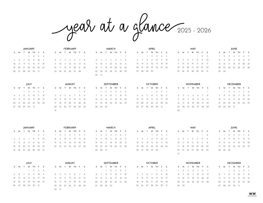 2025-2026 Two Year Calendars - 10 Free Cals | Printabulls - Printable Calendar 2025 And 2026