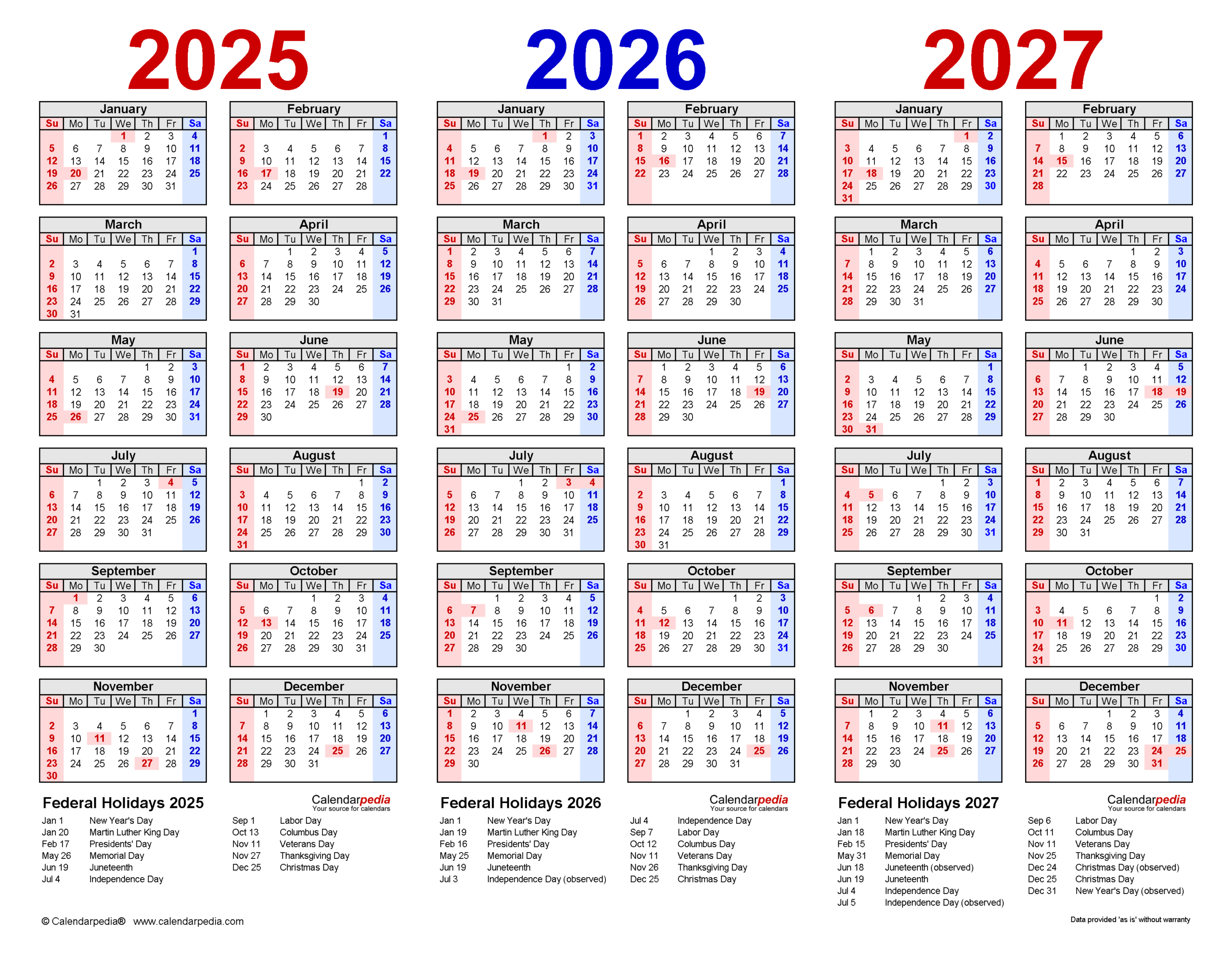 2025-2027 Three Year Calendar - Free Printable Pdf Templates - Printable Calendar 2025 2026 2027