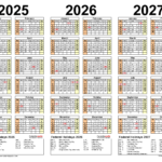 2025-2027 Three Year Calendar – Free Printable Word Templates – 5 Year Calendar 2025 To 2029 Printable