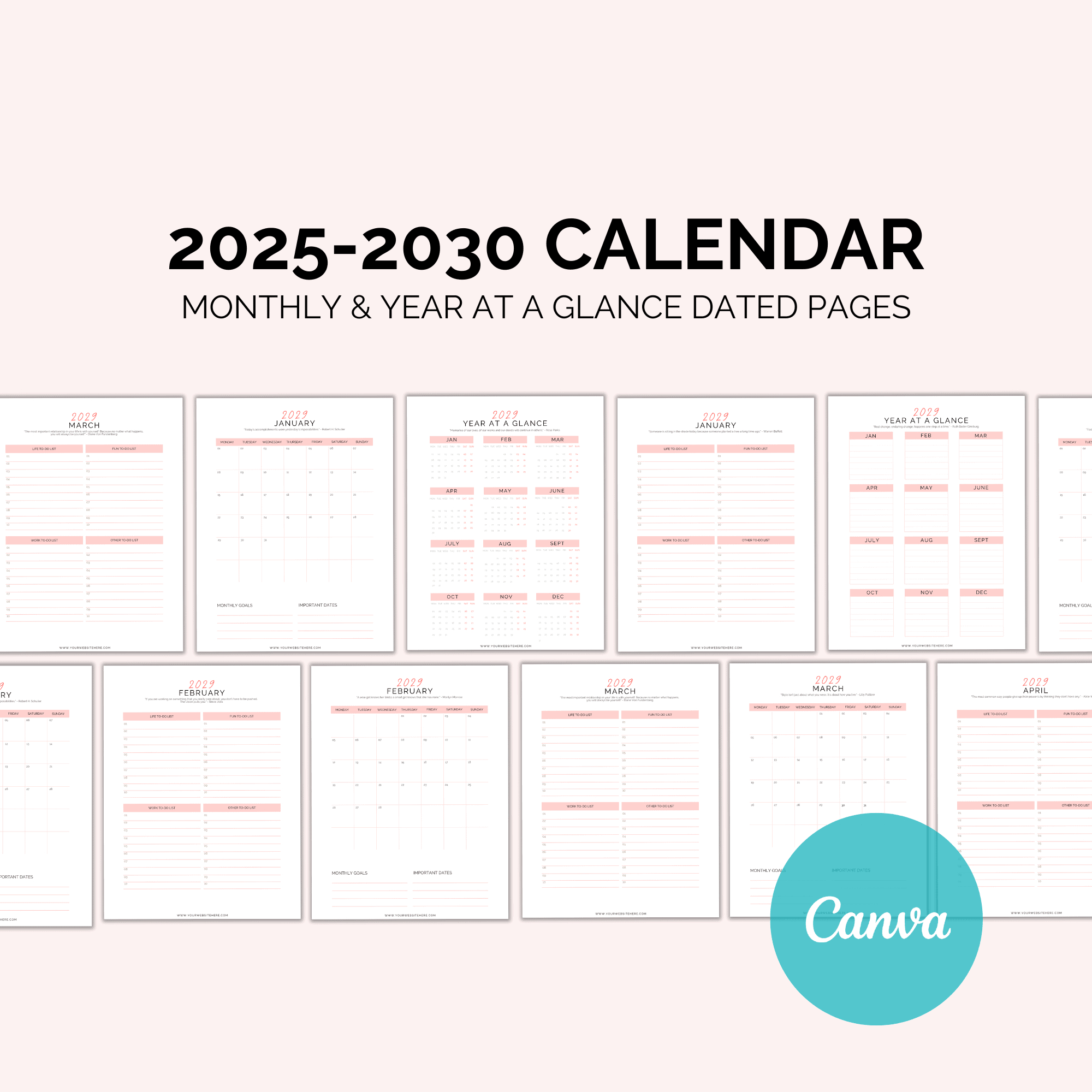 2025 - 2030 Planner Pages - Printable Calendar 2025 To 2030