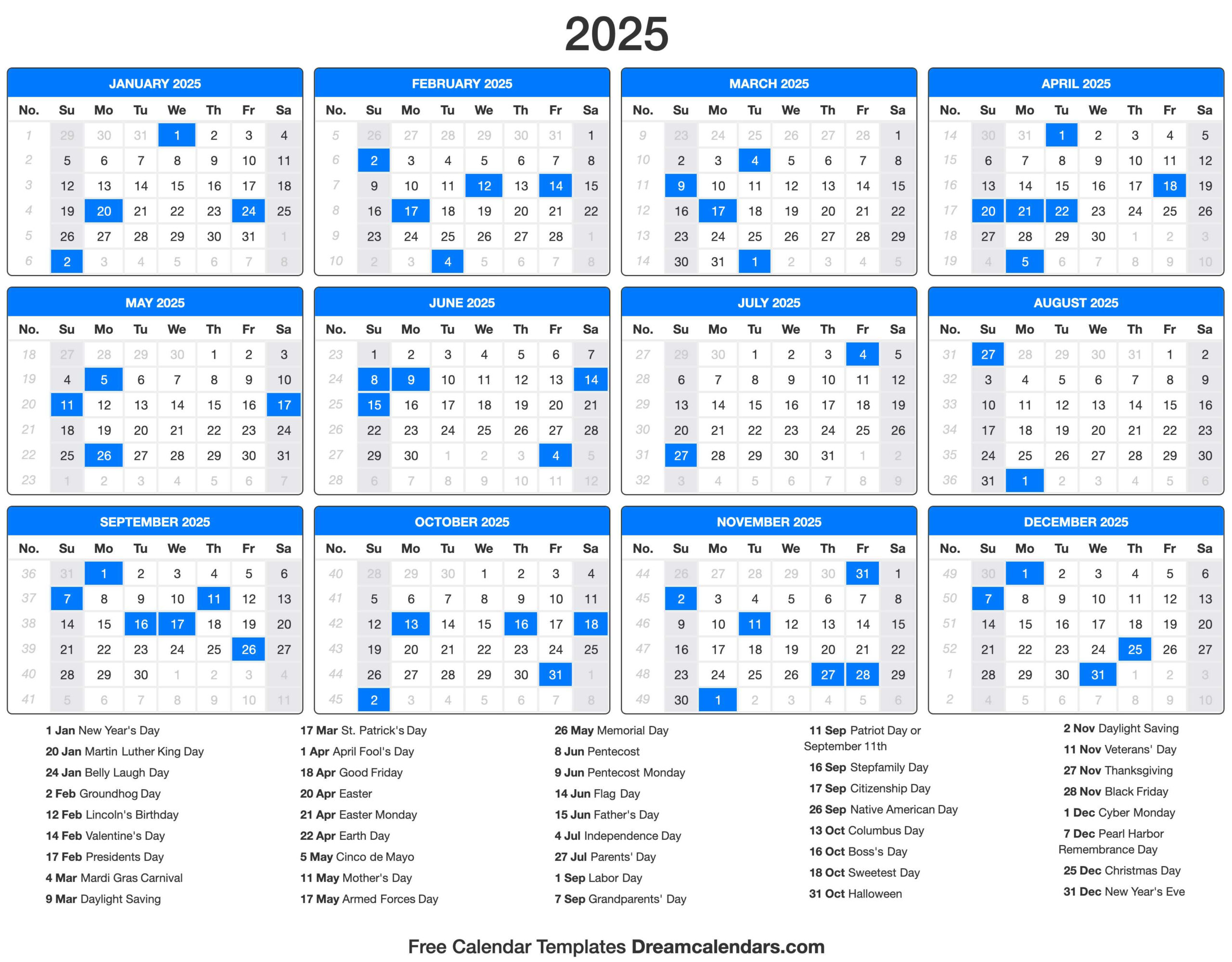 2025 Calendar - 2025 Vacation Calendar Printable