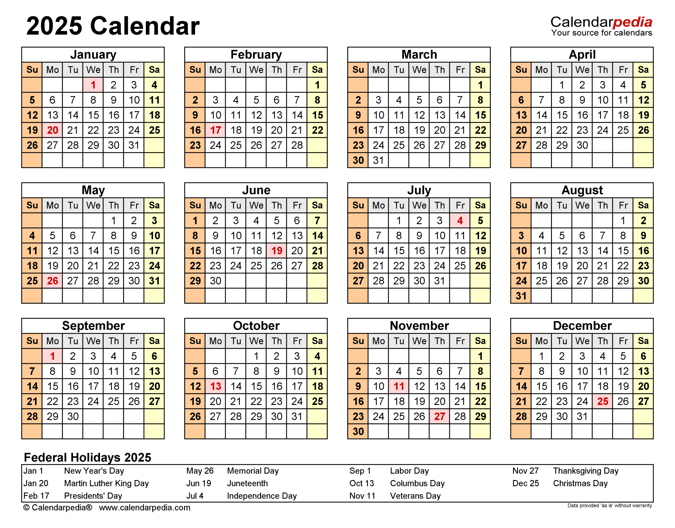 2025 Calendar - Free Printable Excel Templates | Calendarpedia - Free Printable Calendar 2025 Excel