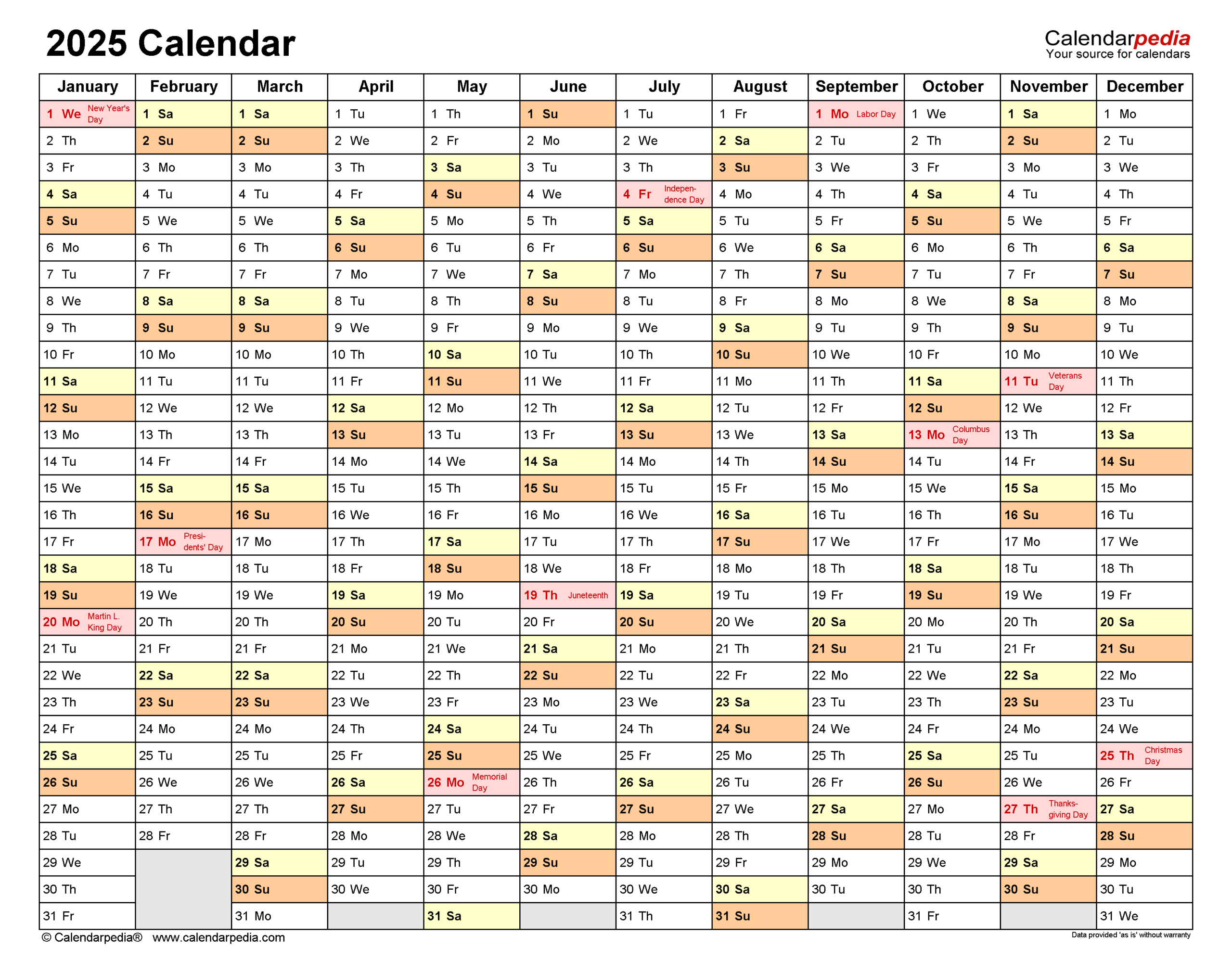2025 Calendar - Free Printable Excel Templates | Calendarpedia - Printable Calendar 2025 Singapore Excel