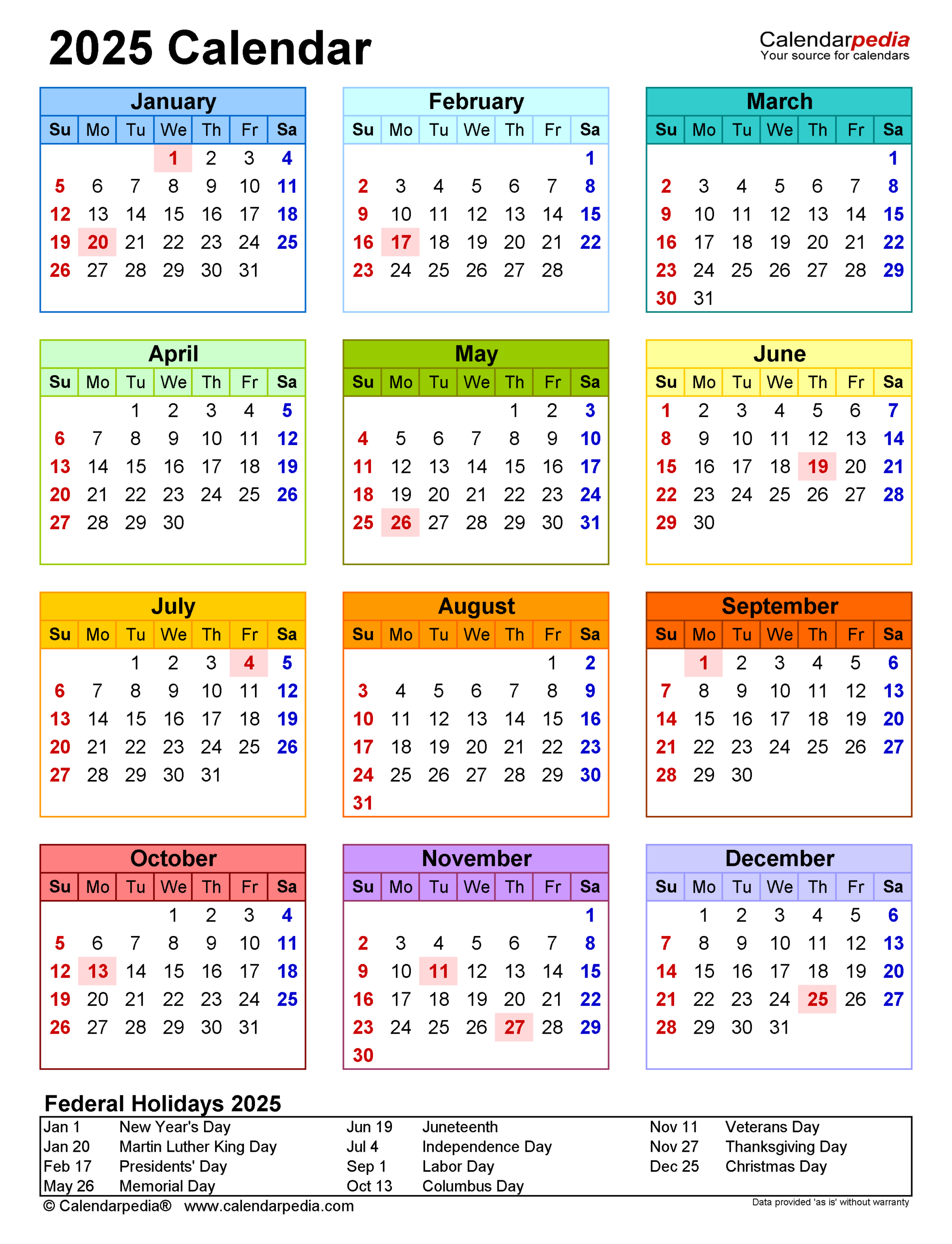 2025 Calendar - Free Printable Pdf Templates | Calendarpedia - Printable Pocket Calendar 2025