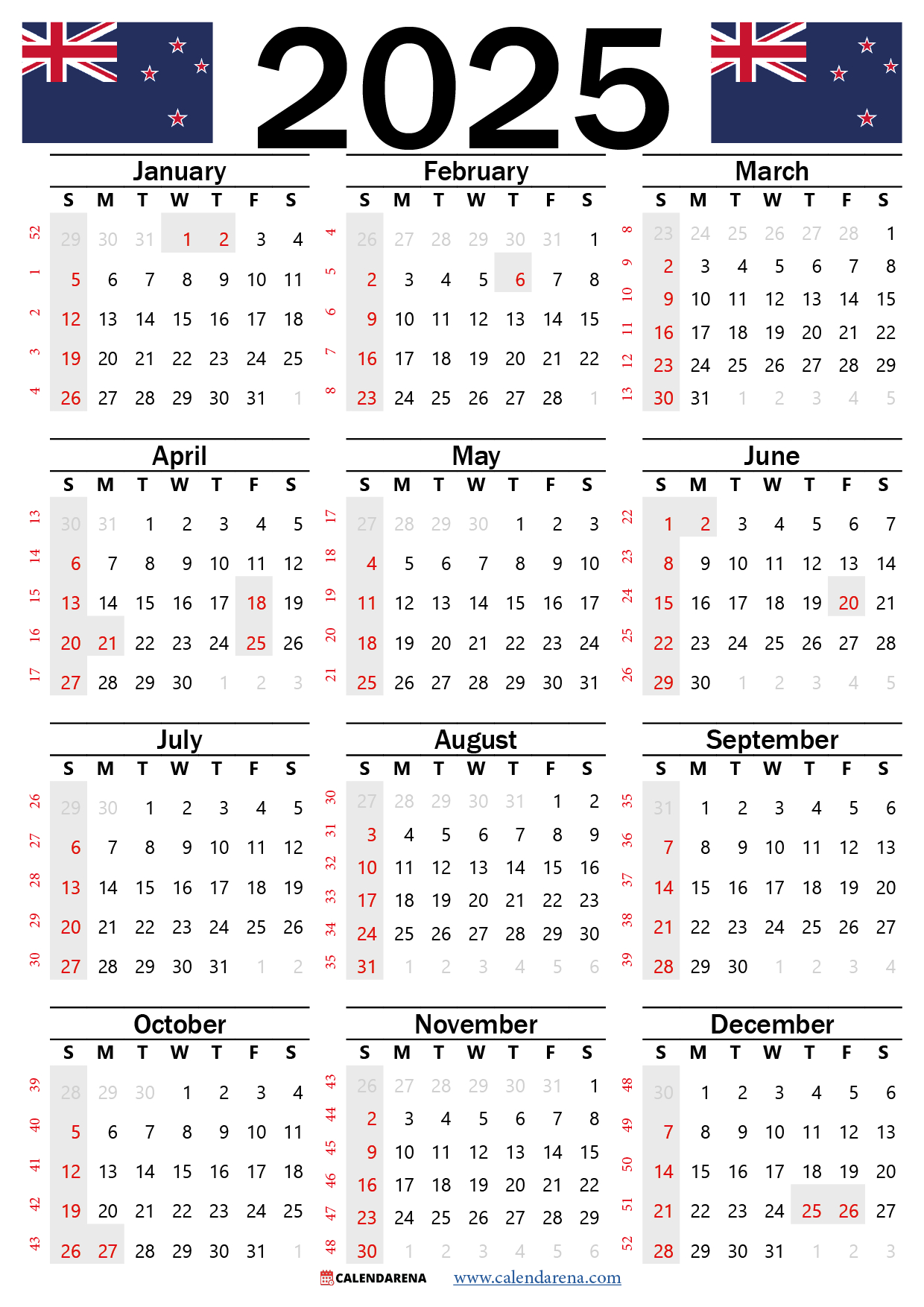 2025 Calendar Nz With Holidays And Festivals - 2025 New Zealand Calendar Printable