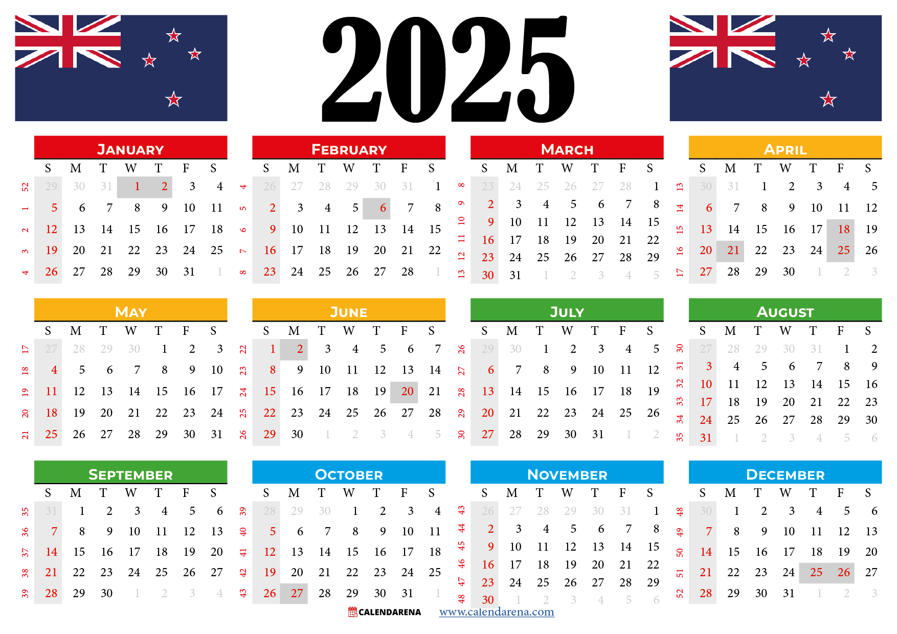 2025 Calendar Nz With Holidays And Festivals - 2025 New Zealand Calendar Printable