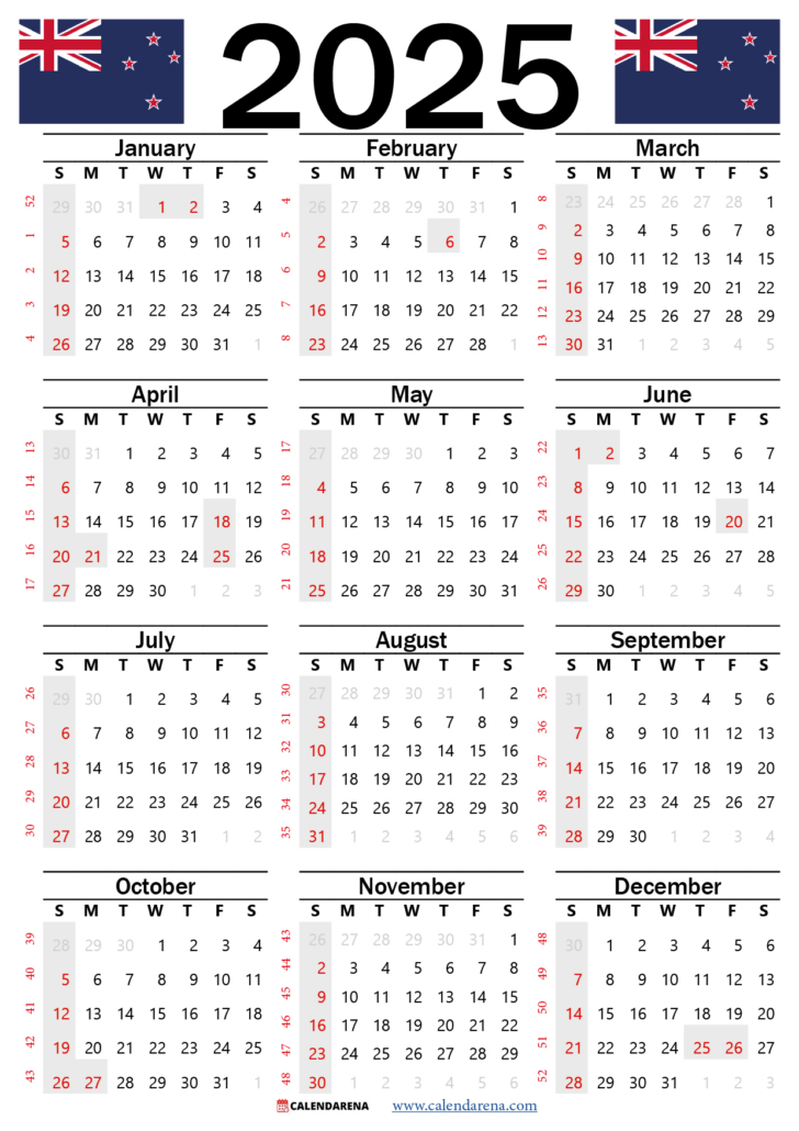 Printable Calendar 2025 Nz