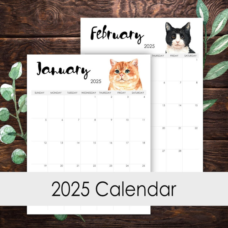 Cat Calendar 2025 Printable