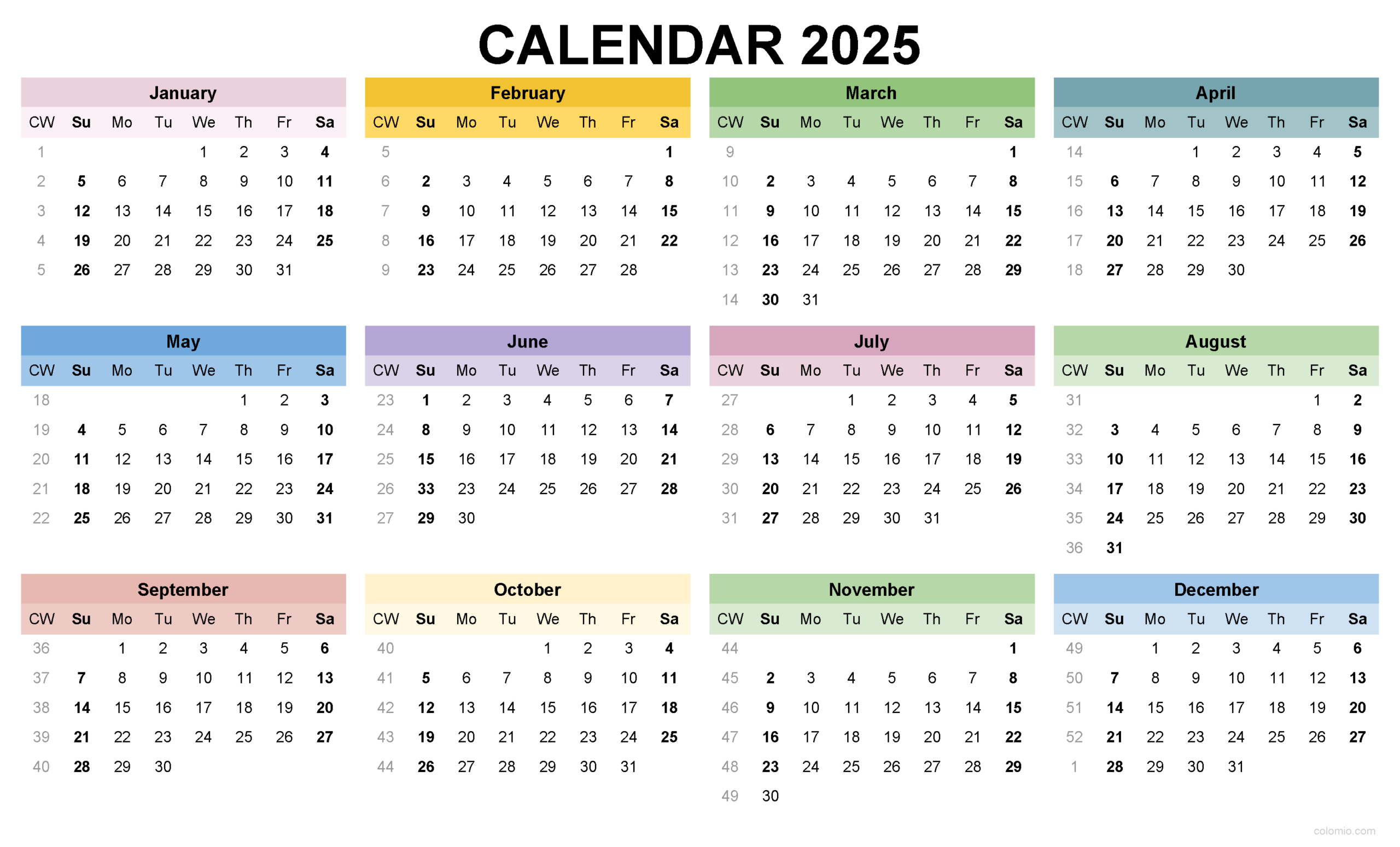 2025 Calendar Printable, ✓ Pdf, Excel And Image File - Free - 2025 Horizontal Calendar Printable