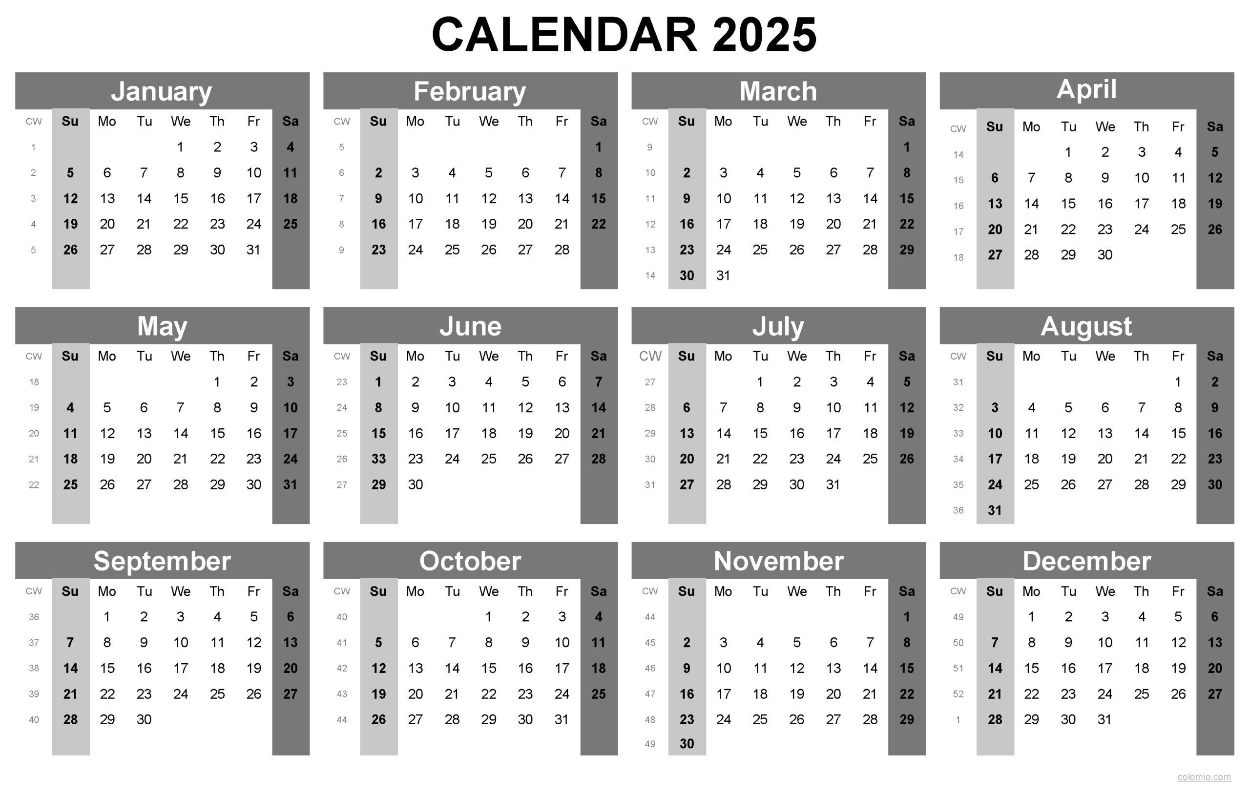 2025 Calendar Printable, ✓ Pdf, Excel And Image File - Free - 2025 Horizontal Calendar Printable