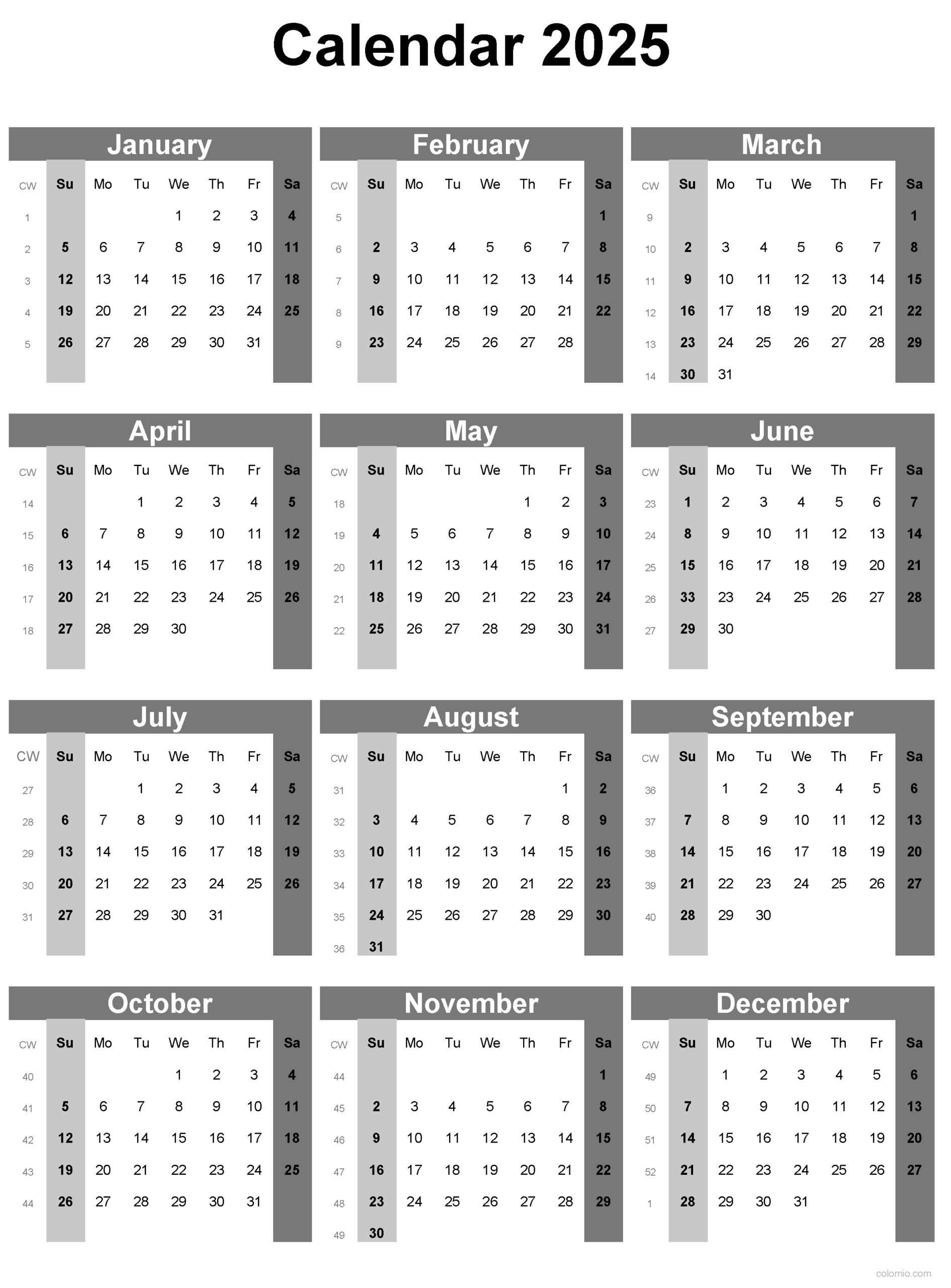 2025 Calendar Printable, ✓ Pdf, Excel And Image File - Free - 2025 Work Week Calendar Printable