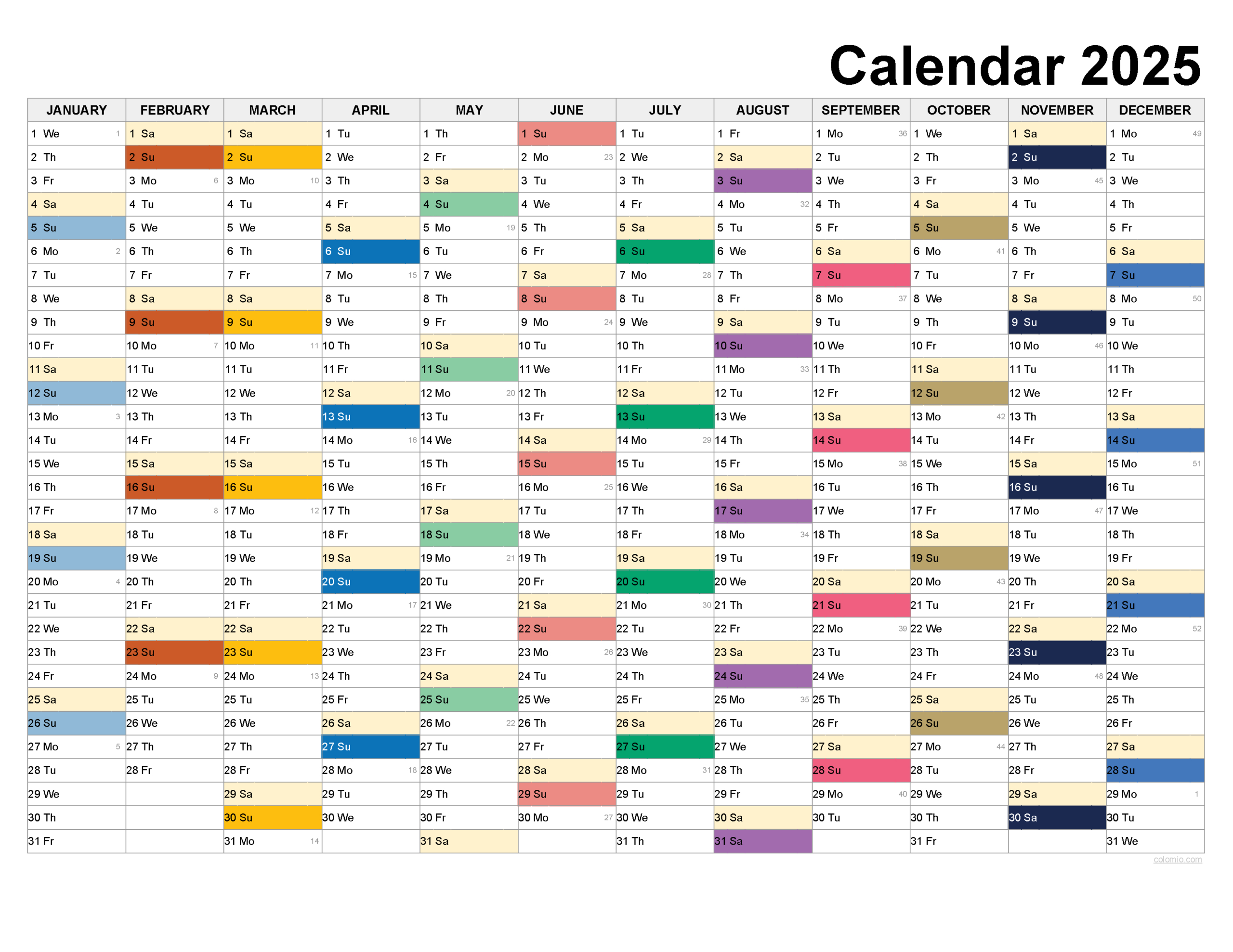 2025 Calendar Printable, ✓ Pdf, Excel And Image File - Free - National Day Calendar 2025 Printable Free Download