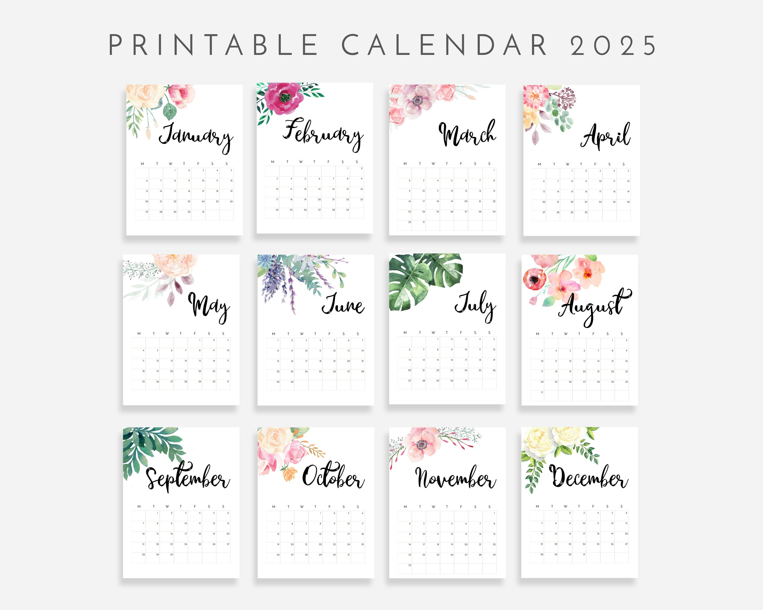 2025 Calendar Printable - Etsy Uk - 5x7 Printable Calendar 2025