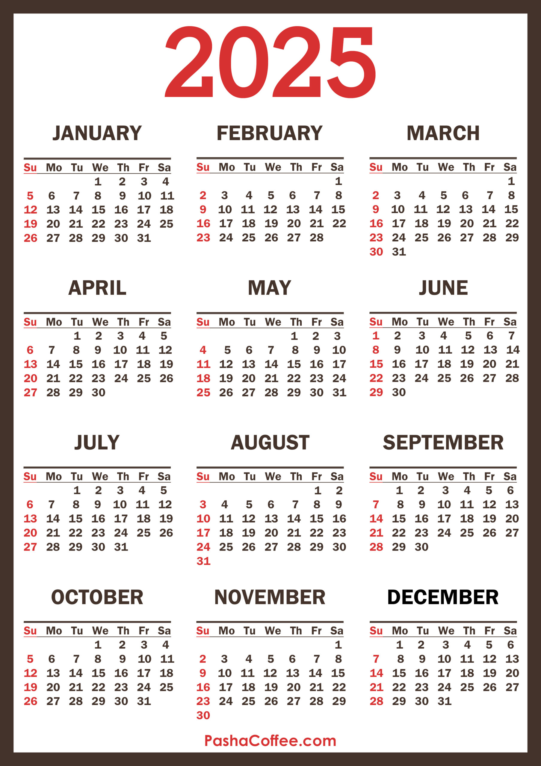 2025 Calendar, Printable Free, Vertical – Pashacoffee - 2025 Printable Calendar Without Download