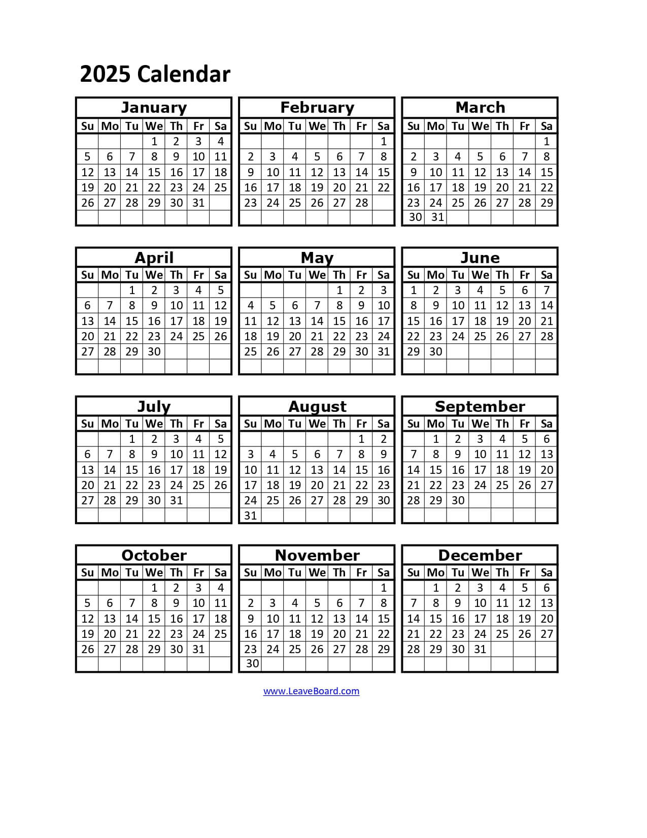 2025 Calendar Printable: Pdf, Excel, With Holidays (Free Download) - Printable Calendar 2025 with Gazetted Holidays
