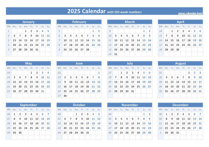 2025 Calendar By Weeks Printable
