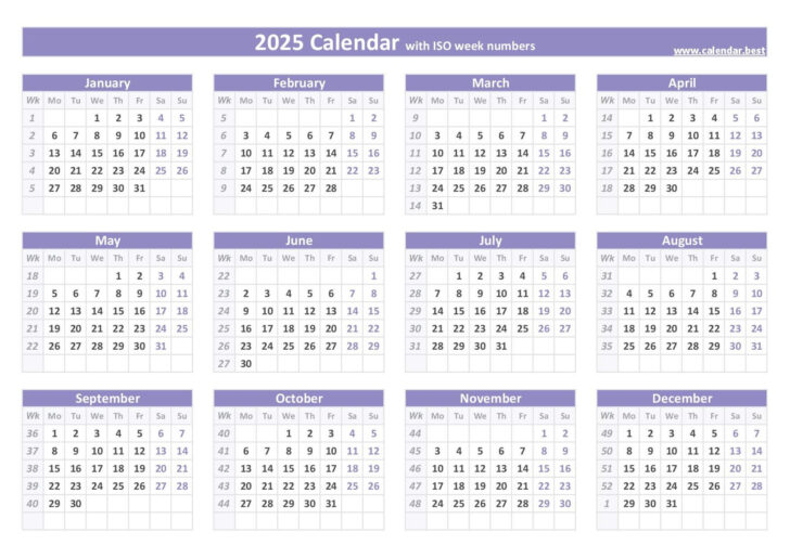 2025 Calendar with Weeks Printable Free