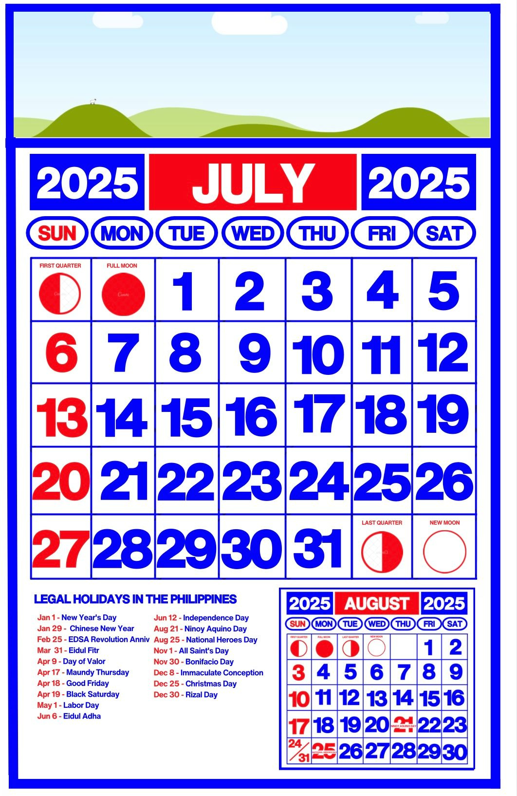 2025 Calendarjyloves - Raket.ph - July 2025 Calendar With Holidays Philippines Printable