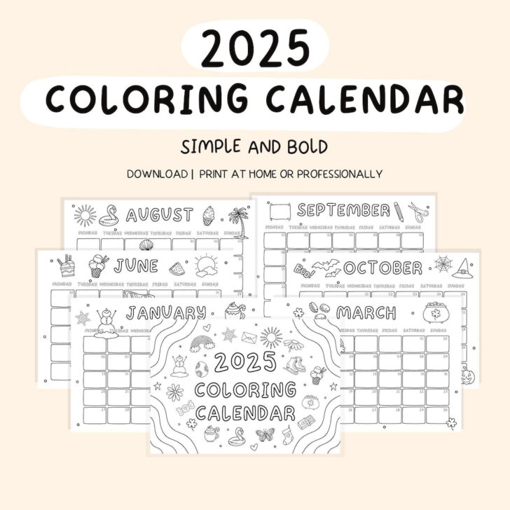 2025 Printable Coloring Calendar