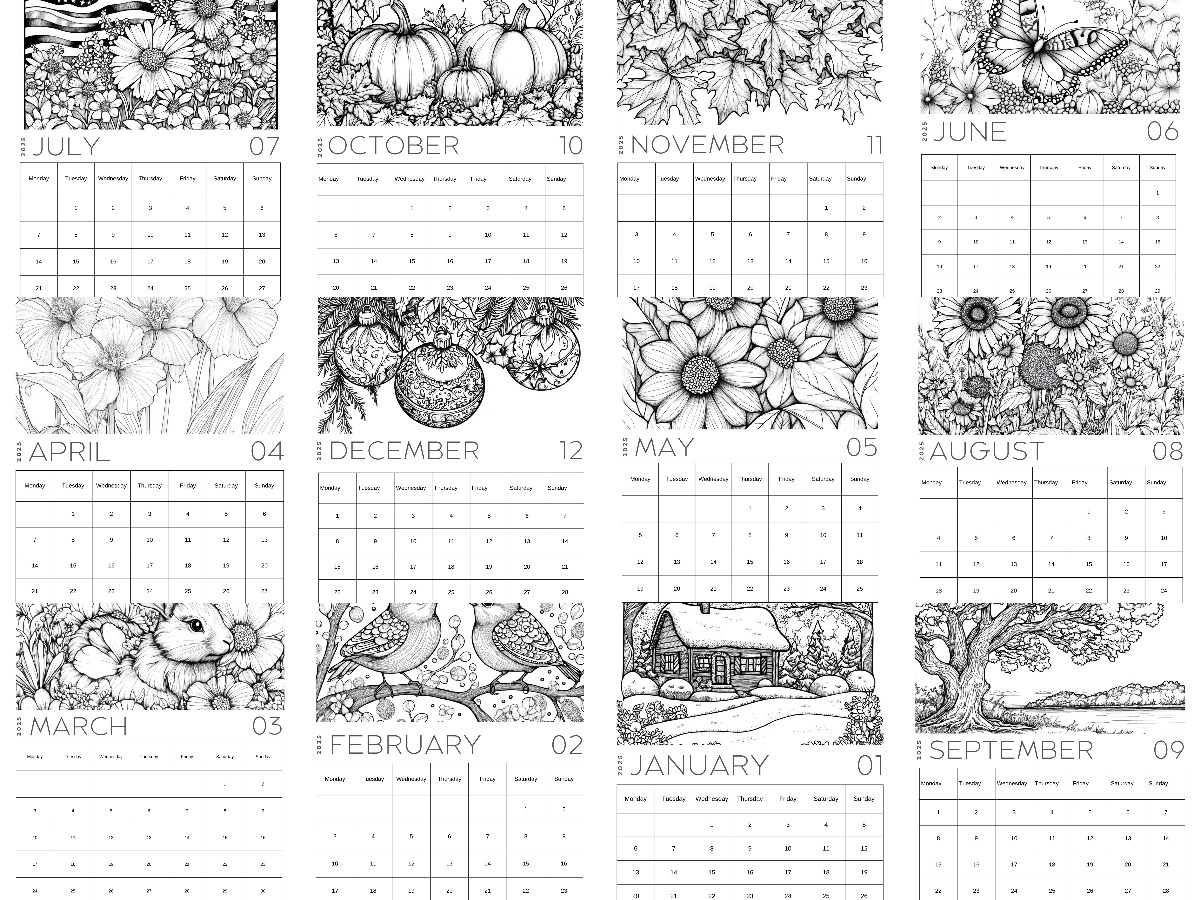 2025 Coloring Calendar – Try It – Like It – Create It - Free Printable Calendar 2025 Coloring