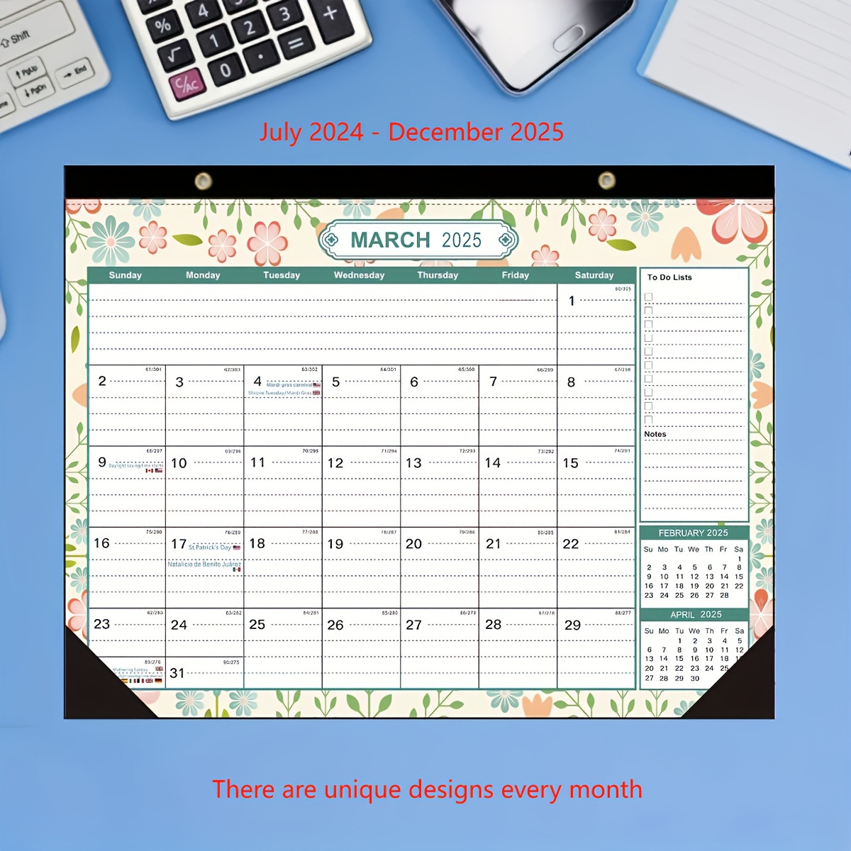 2025 Desk Calendar With Pvc Protective Cover - Waterproof &amp;amp; Scratch-Resistant, Unique Monthly Designs For July 2024 To * 2025, Office And Home - July Calendar 2025 Waterproof