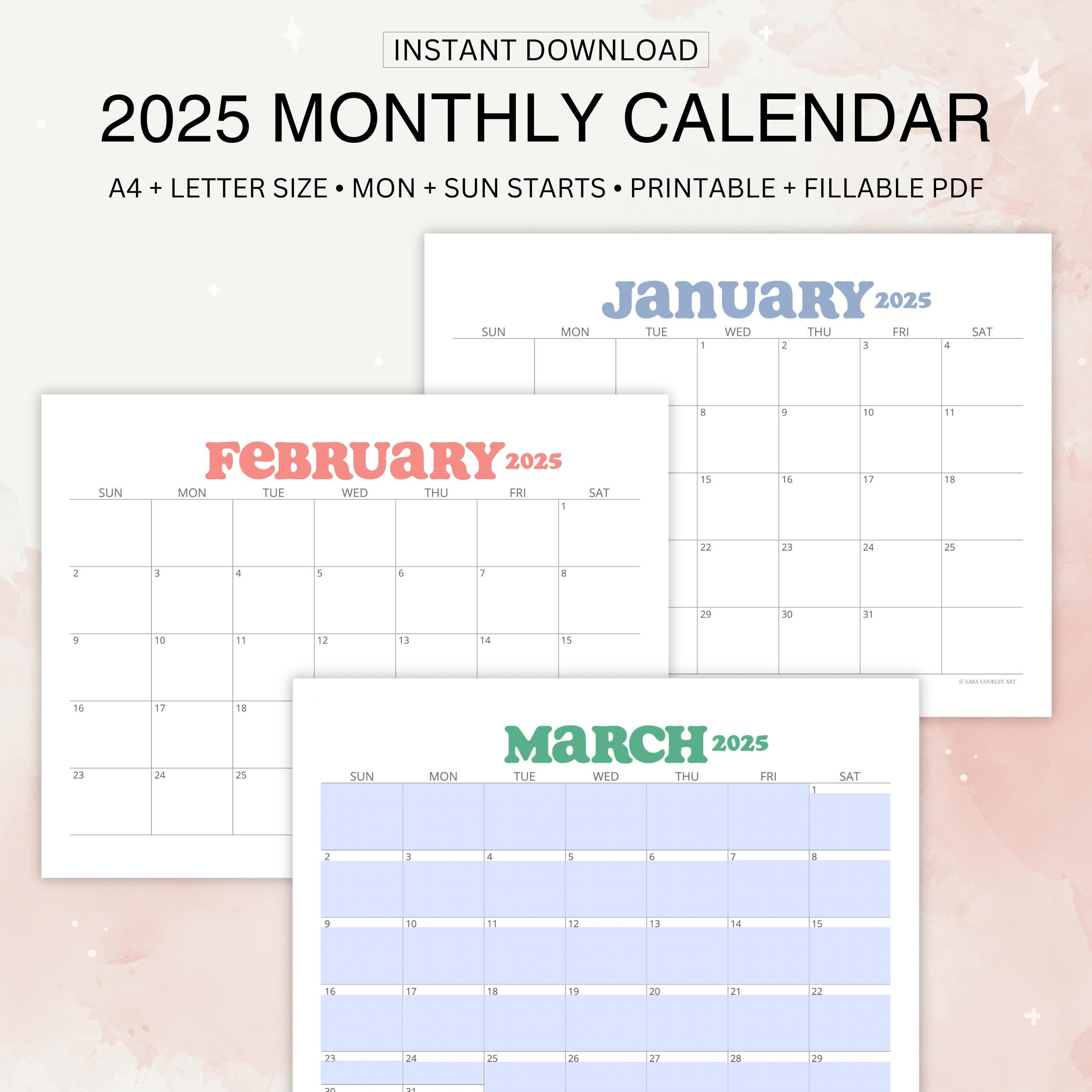 2025 Editable + Printable Calendar | Monthly Calendar, Horizontal - July 2025 Printable Calendar Waterproof