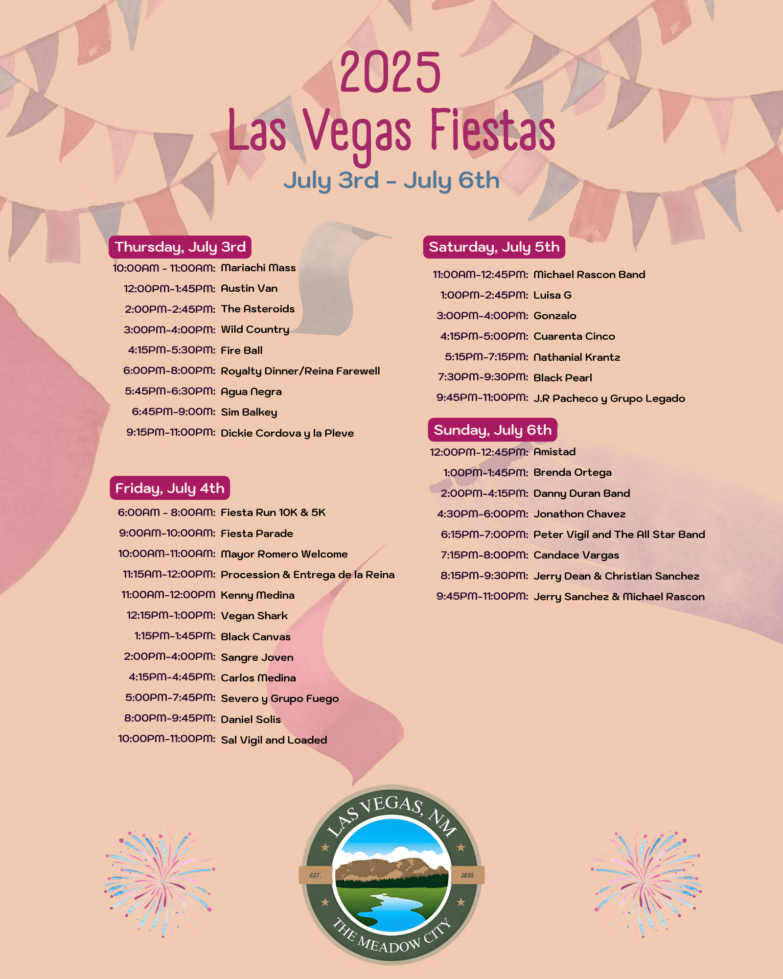 2025 Fiestas De Las Vegas Schedule - Visit Las Vegas, New Mexico - Las Vegas Calendar Of Events July 2025