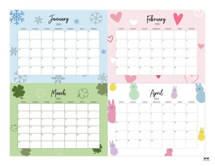 4 Month Printable Calendar 2025