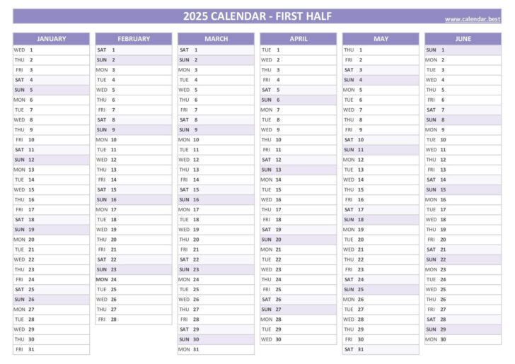 Printable 6 Month Calendar 2025
