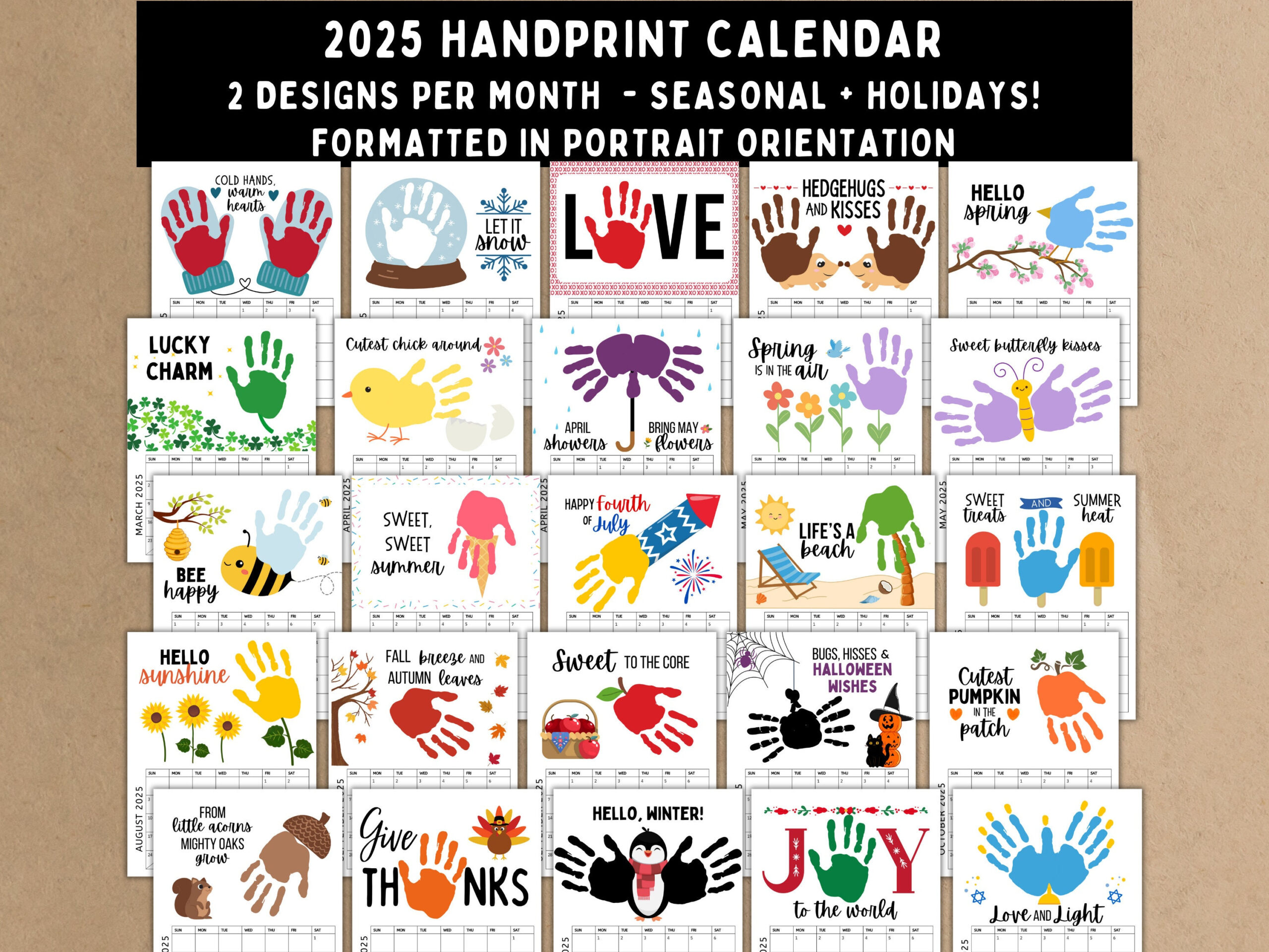 2025 Handprint Calendar - Printable Keepsake Craft For Kids - Free Printable Handprint Calendar 2025