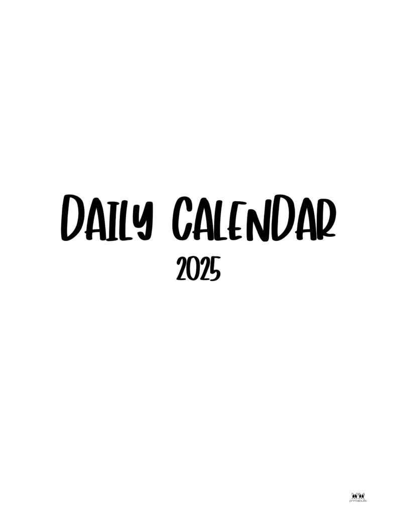 2025 Hourly/Daily Calendars - All 365 Days | Printabulls - Free Printable Daily Calendar 2025