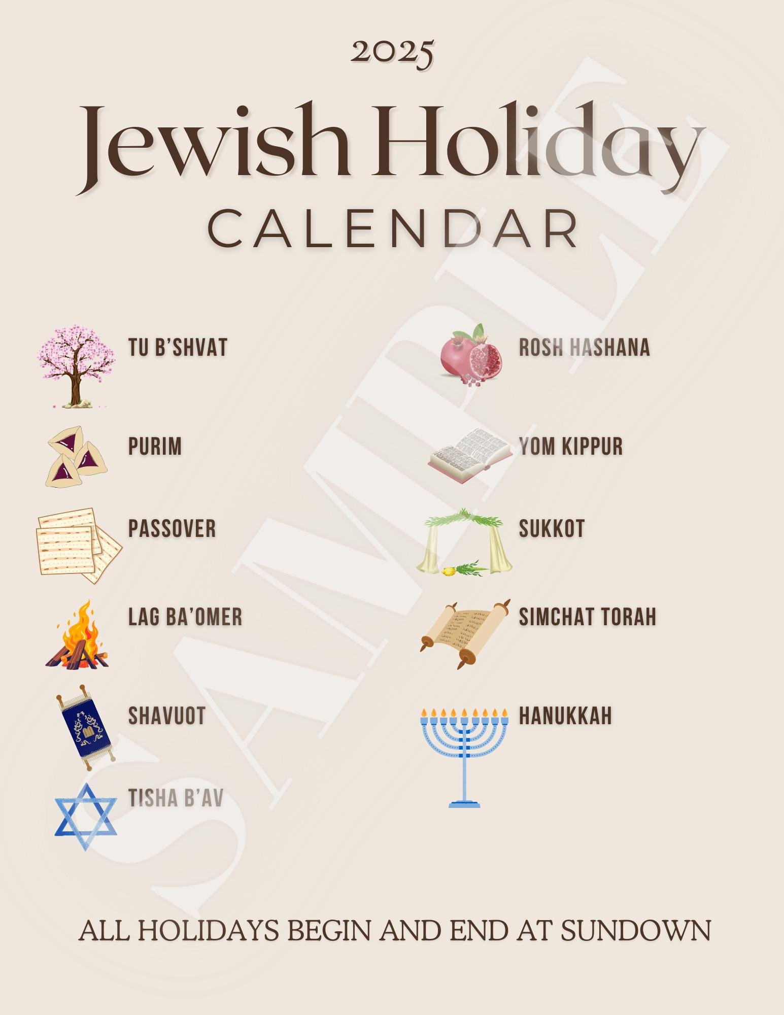 2025 Jewish Holiday Calendar - Jewish Holidays 2025 Calendar Printable