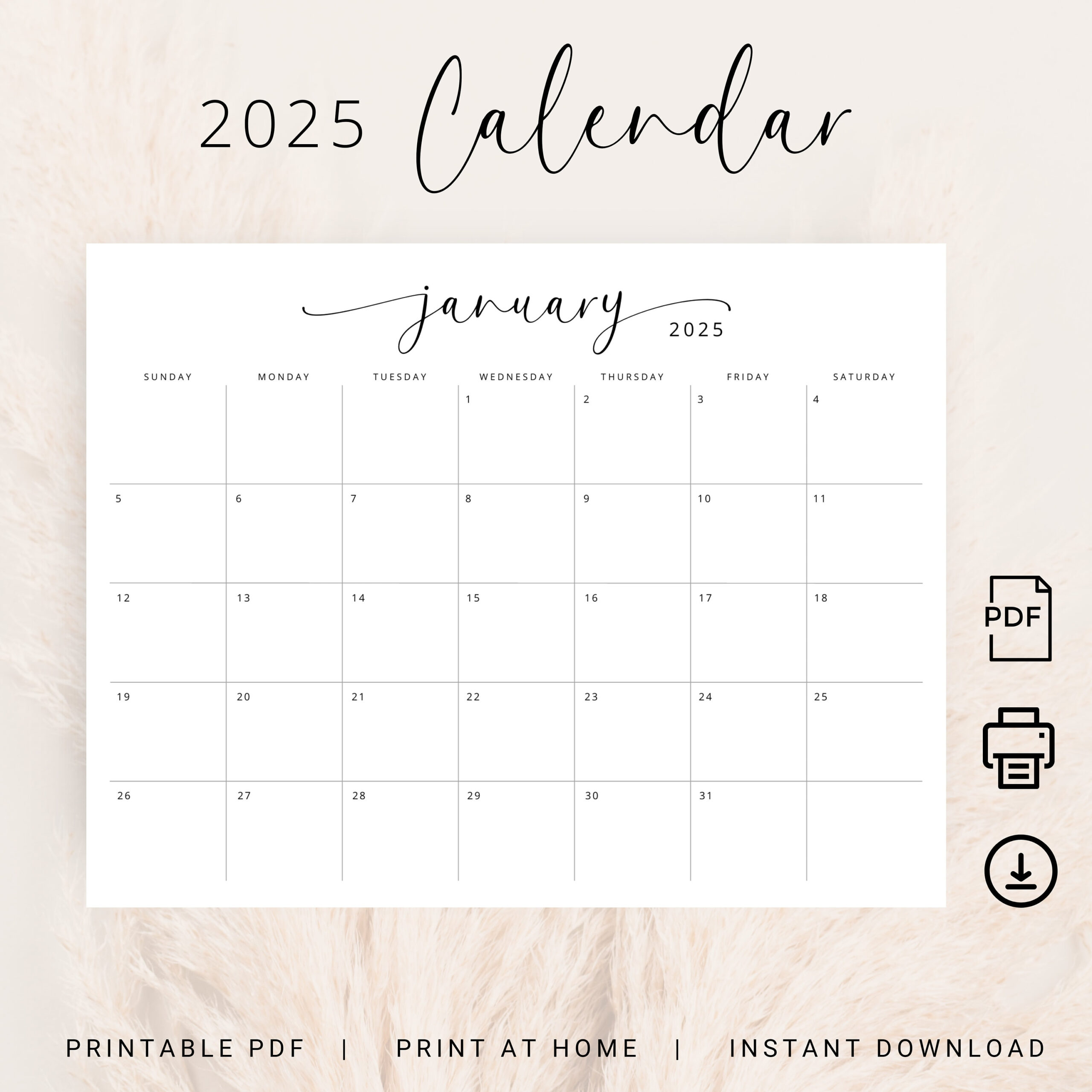 2025 Kalender 2025 Monatsplaner Landschaft Eleganter - Printable Calendar 2025 Etsy